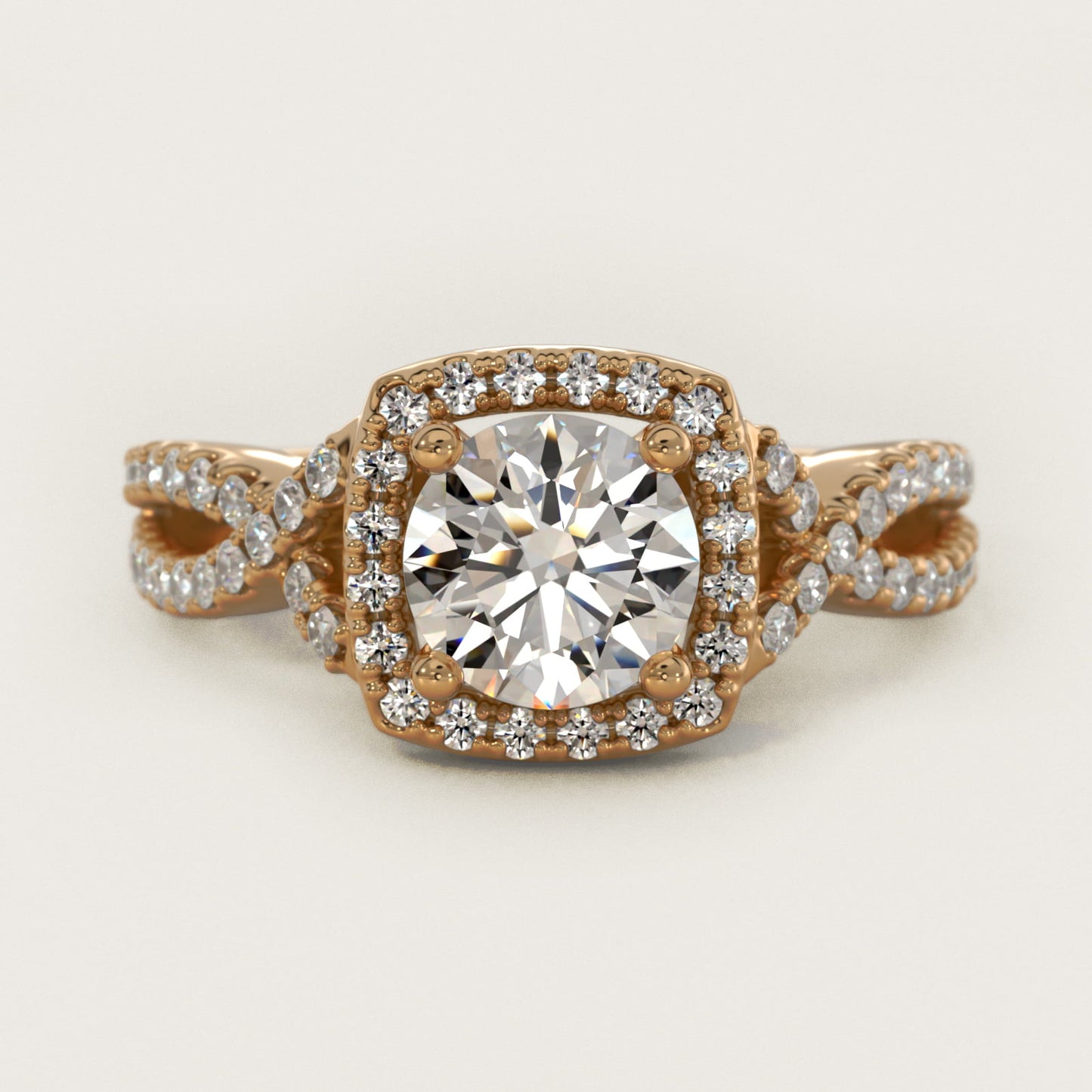 Twist Halo Diamond Engagement Ring in 14k Yellow Gold (1/2 ct. tw.) - Round Center