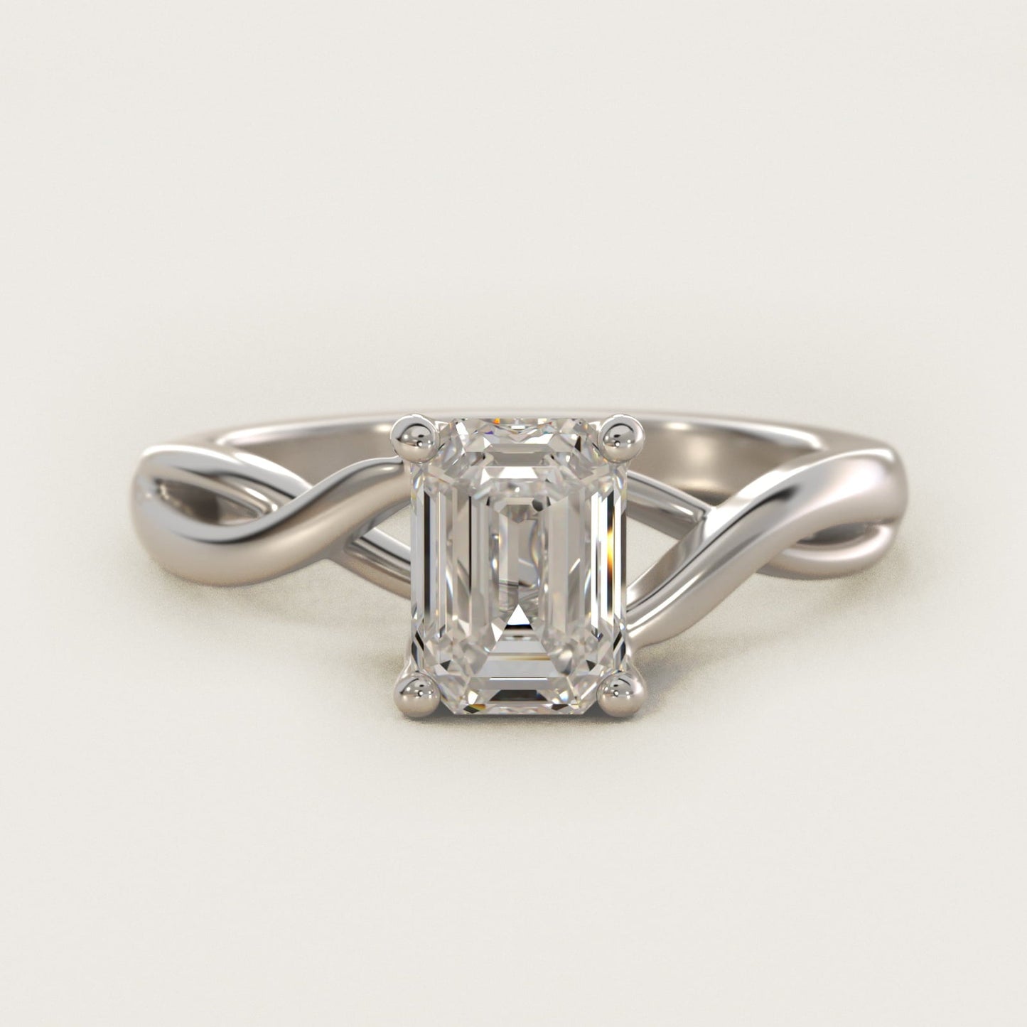 Twist Solitaire Plus Diamond Engagement Ring in Platinum - Emerald Center
