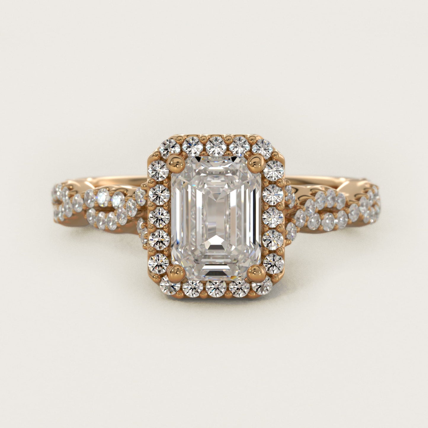 Twisted Band Halo Diamond Engagement Ring in 18k Yellow Gold (1/3 ct. tw.) - Emerald Center