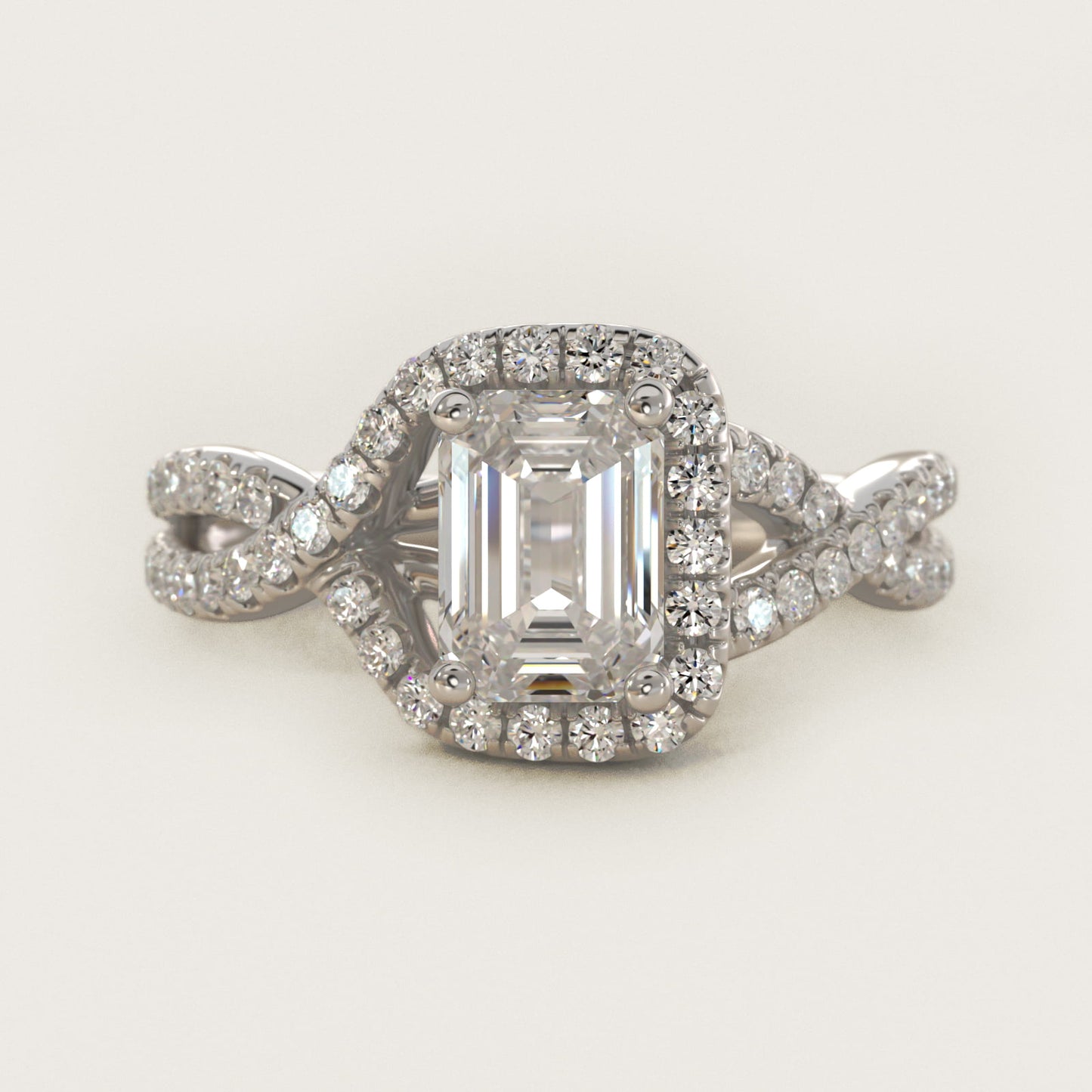 Twisted Halo Diamond Engagement Ring in Platinum (1/3 ct tw.) - Emerald Center