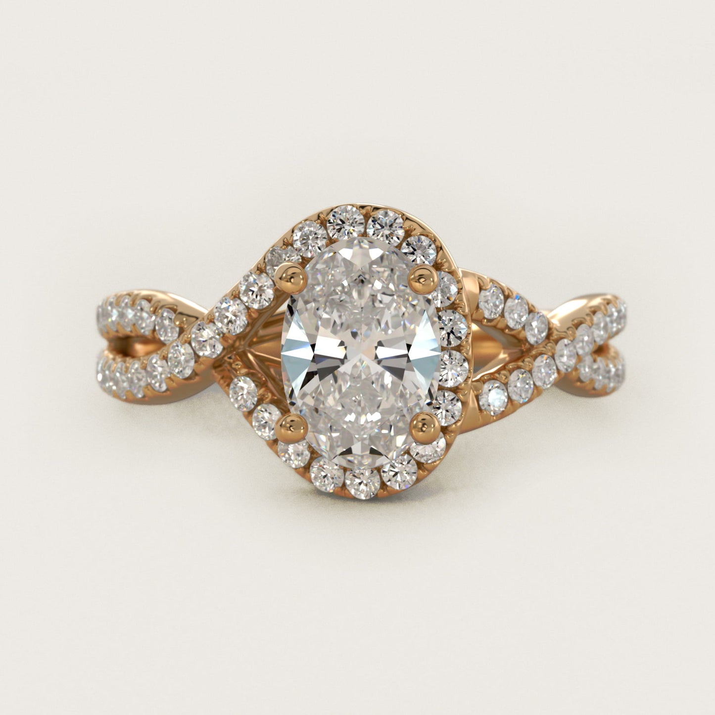 Twisted Halo Diamond Engagement Ring in 18k Yellow Gold (1/3 ct. tw.) - Oval Center