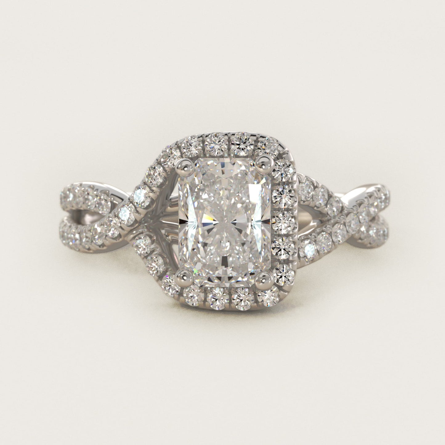 Twisted Halo Diamond Engagement Ring in Platinum (1/3 ct tw.) - Radiant Center