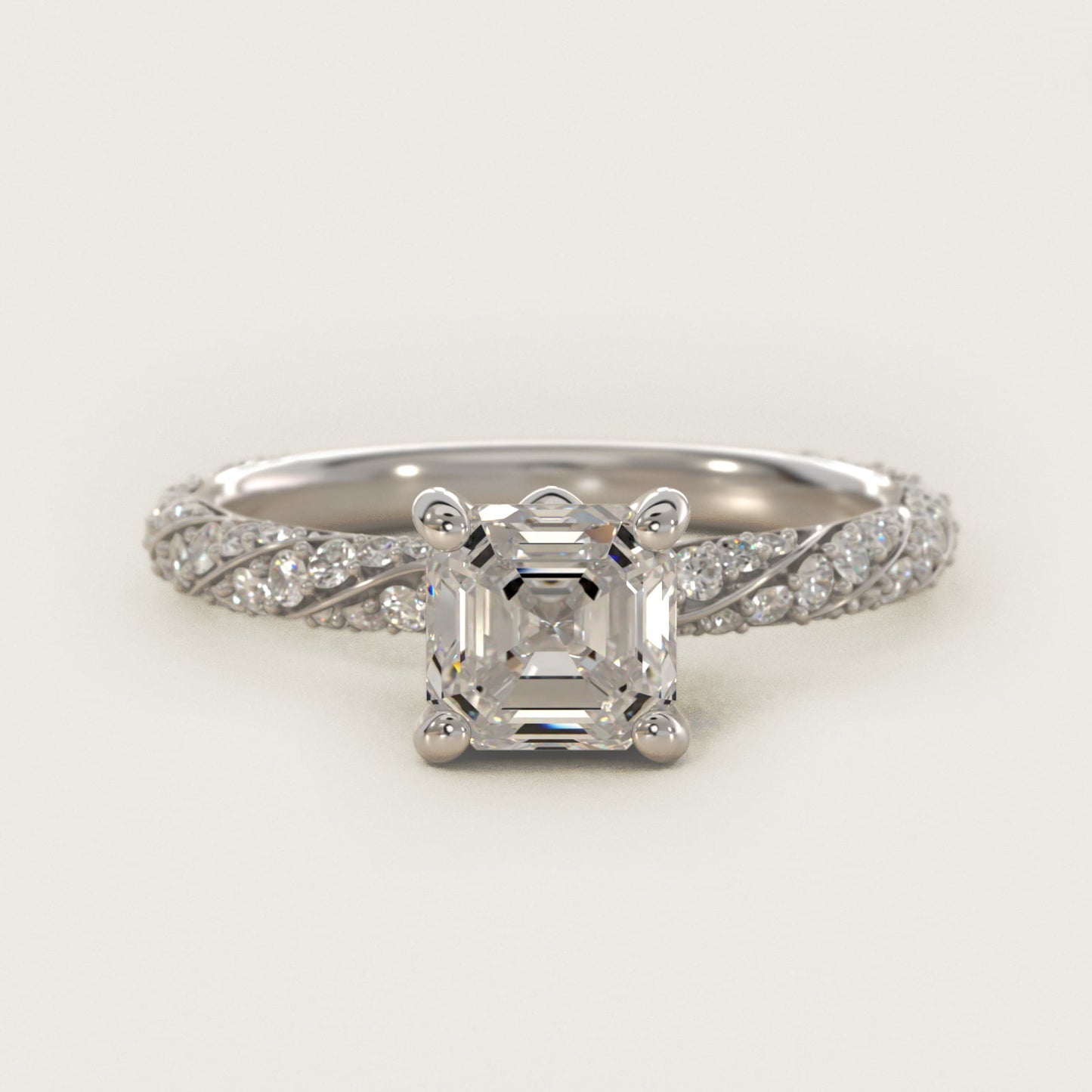 Twisted PavŽ Diamond Engagement Ring In 18k White Gold By James Allen - Asscher Center
