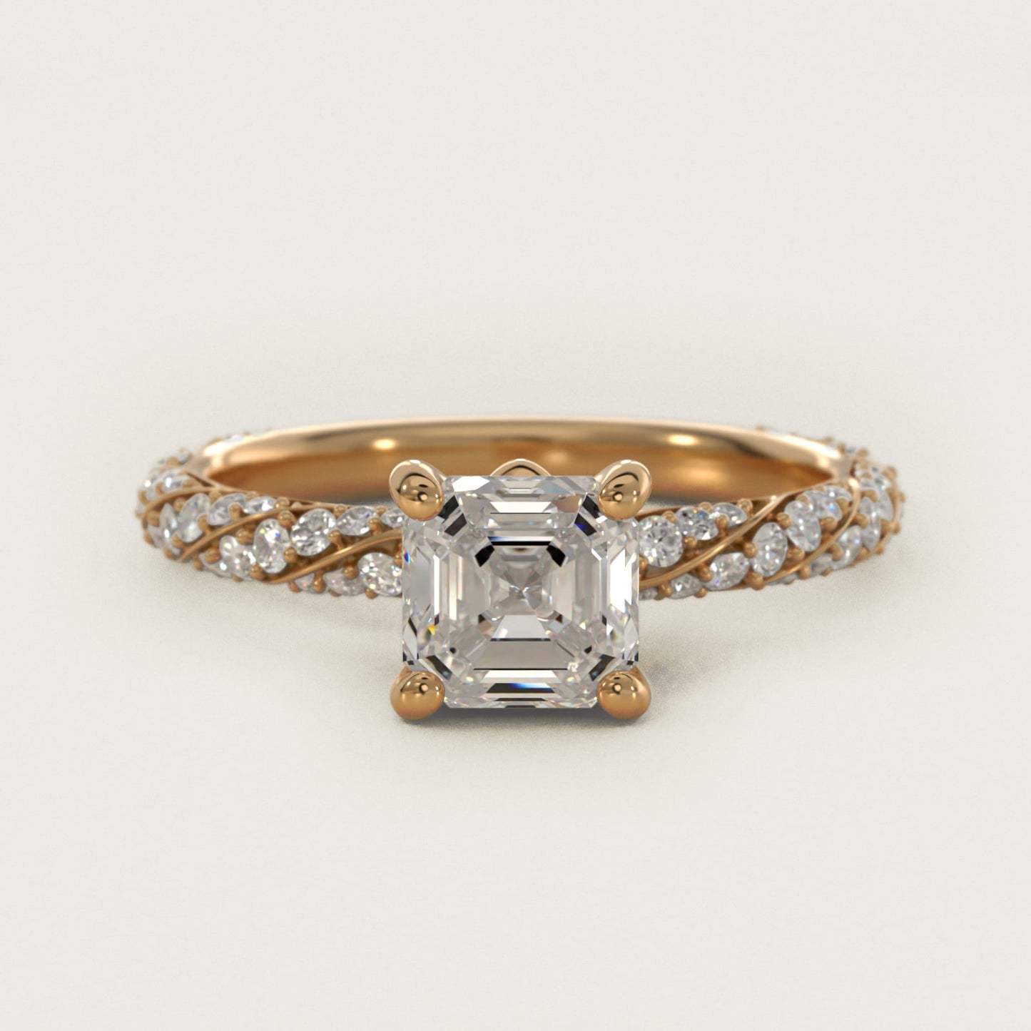 Twisted PavŽ Diamond Engagement Ring In 14K Yellow Gold By James Allen - Asscher Center