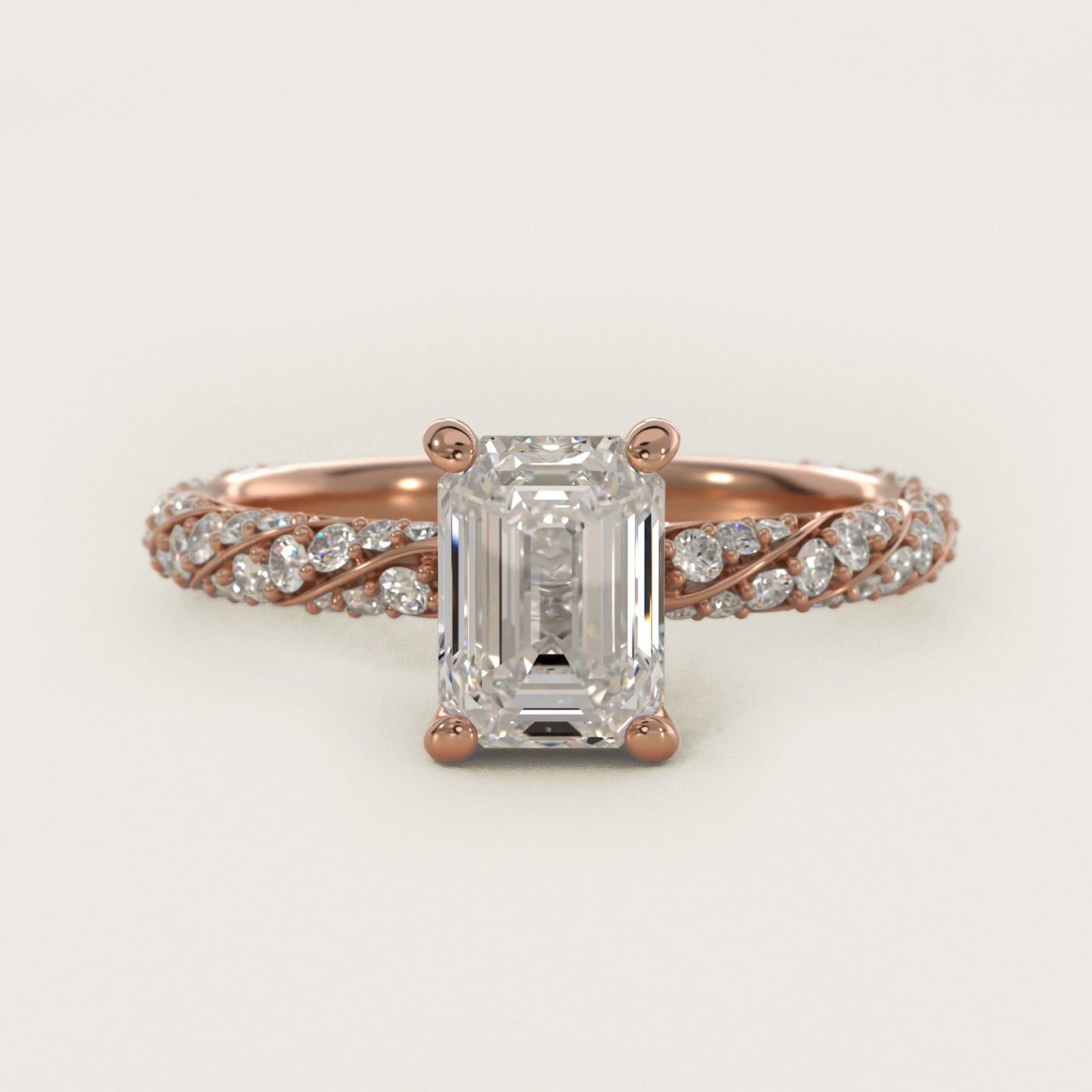 Twisted PavŽ Diamond Engagement Ring In 14K Rose Gold By James Allen - Emerald Center