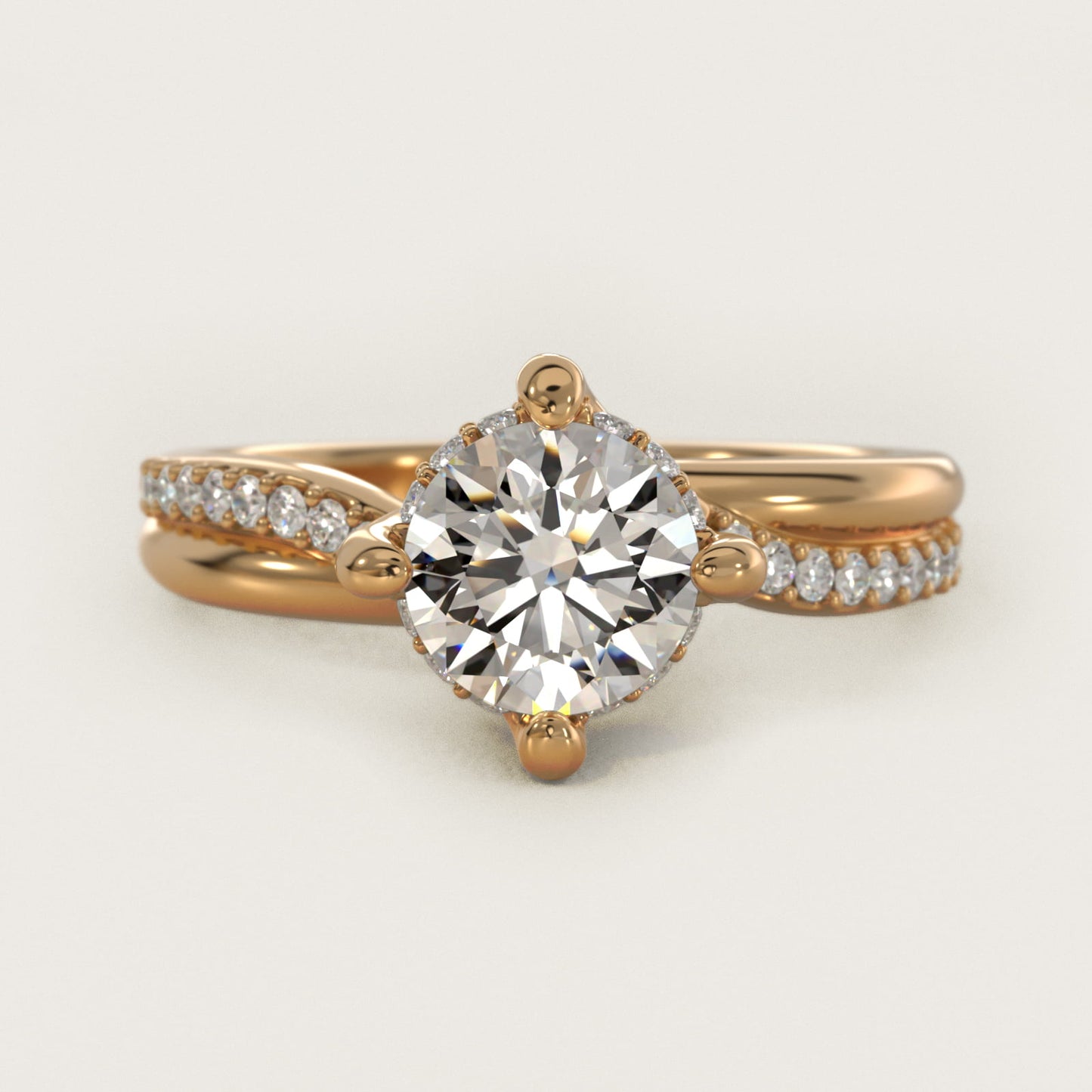 Twisted PavŽ Kite-Set Diamond Engagement Ring In 14K Yellow Gold By James Allen - Round Center