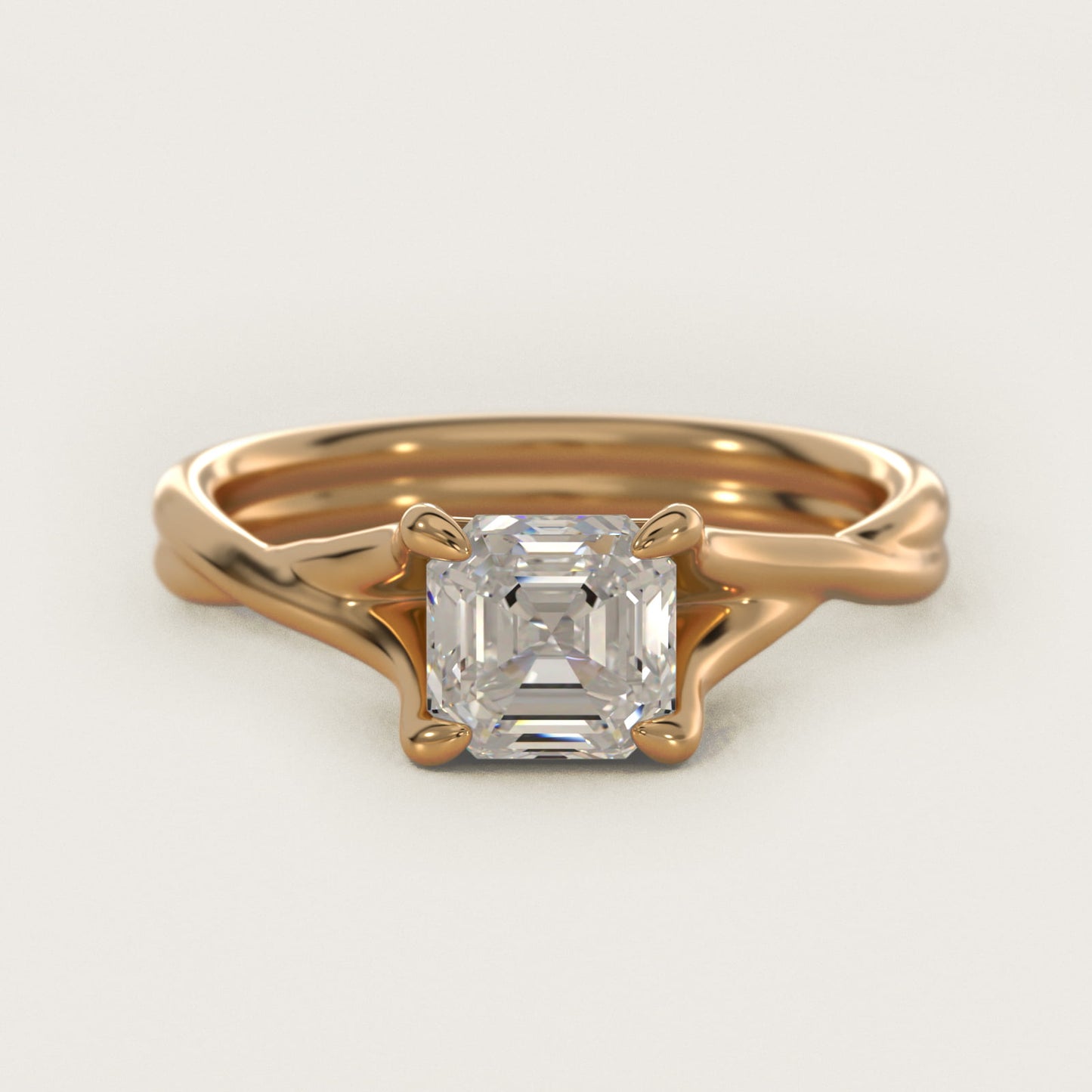Twisted Shank Contemporary Solitaire Engagement Ring In 18k Yellow Gold By James Allen - Asscher Center