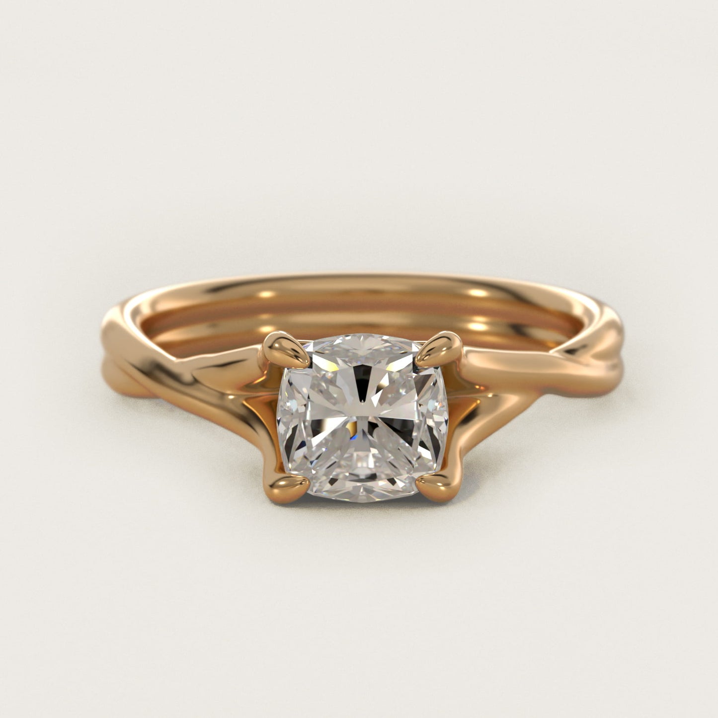 Twisted Shank Contemporary Solitaire Engagement Ring In 18k Yellow Gold By James Allen - Cushion Center