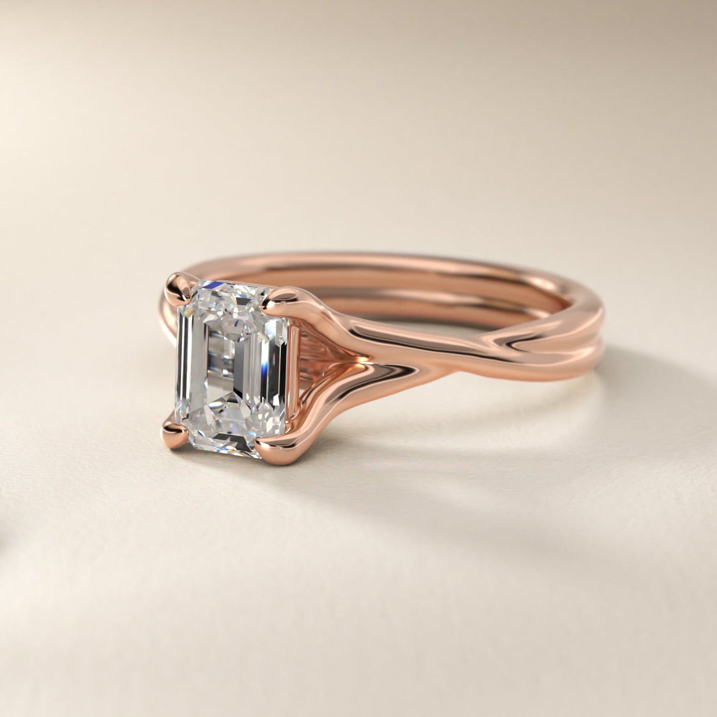 Twisted Shank Contemporary Solitaire Engagement Ring In 18k Rose Gold By James Allen - Emerald Center