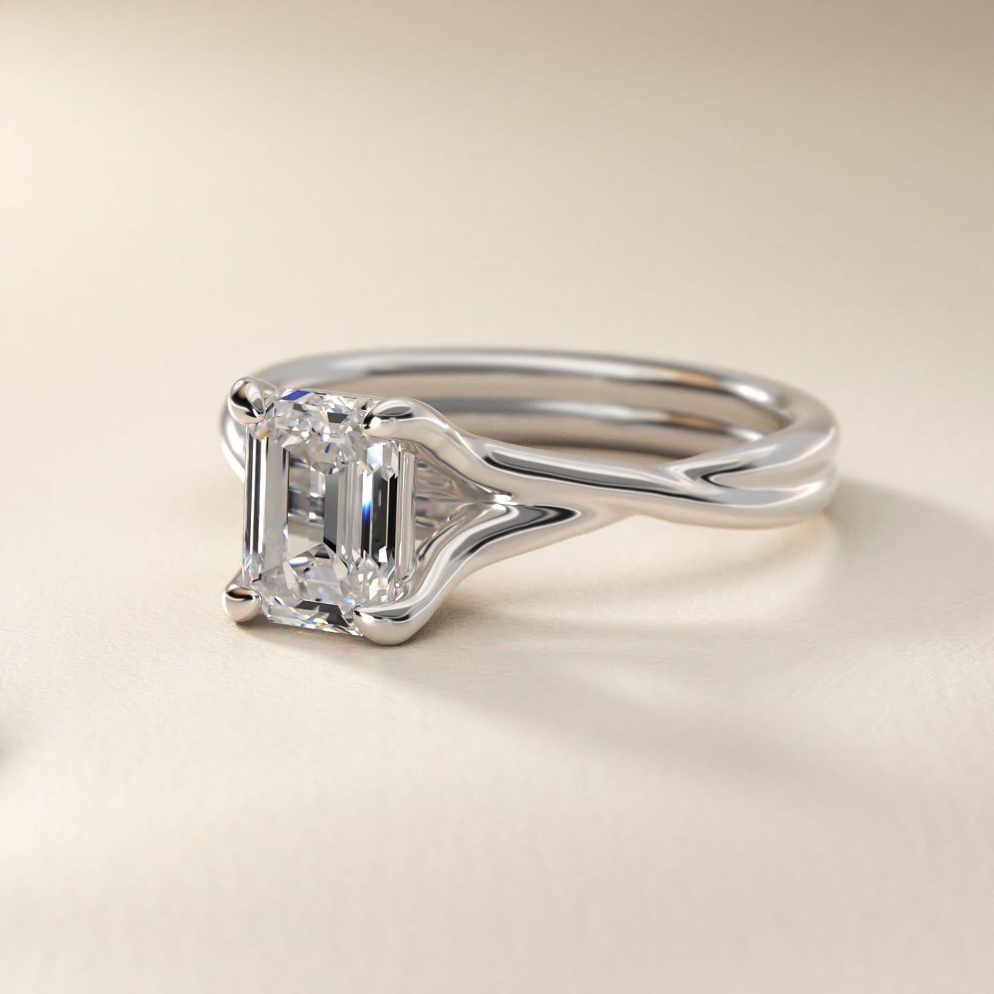 Twisted Shank Contemporary Solitaire Engagement Ring In 14K White Gold By James Allen - Emerald Center