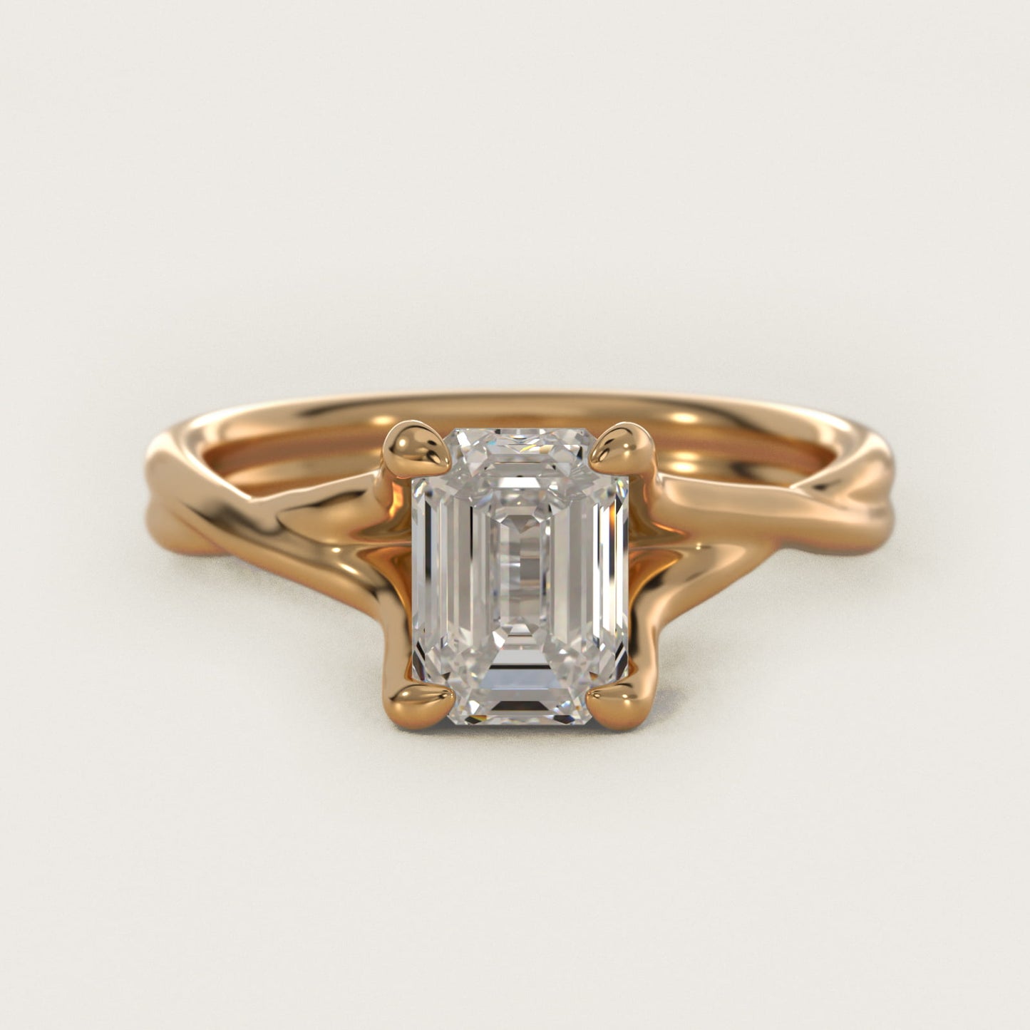 Twisted Shank Contemporary Solitaire Engagement Ring In 14K Yellow Gold By James Allen - Emerald Center