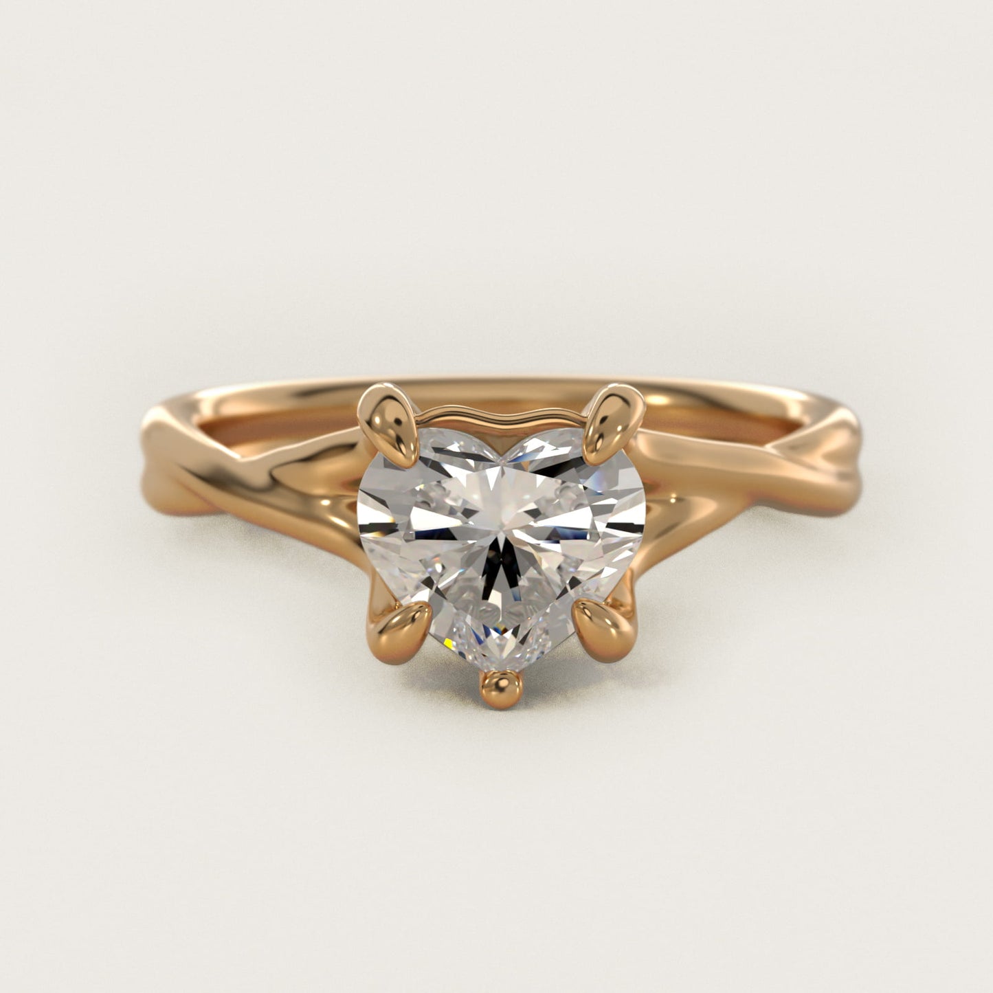 Twisted Shank Contemporary Solitaire Engagement Ring In 18k Yellow Gold By James Allen - Heart Center