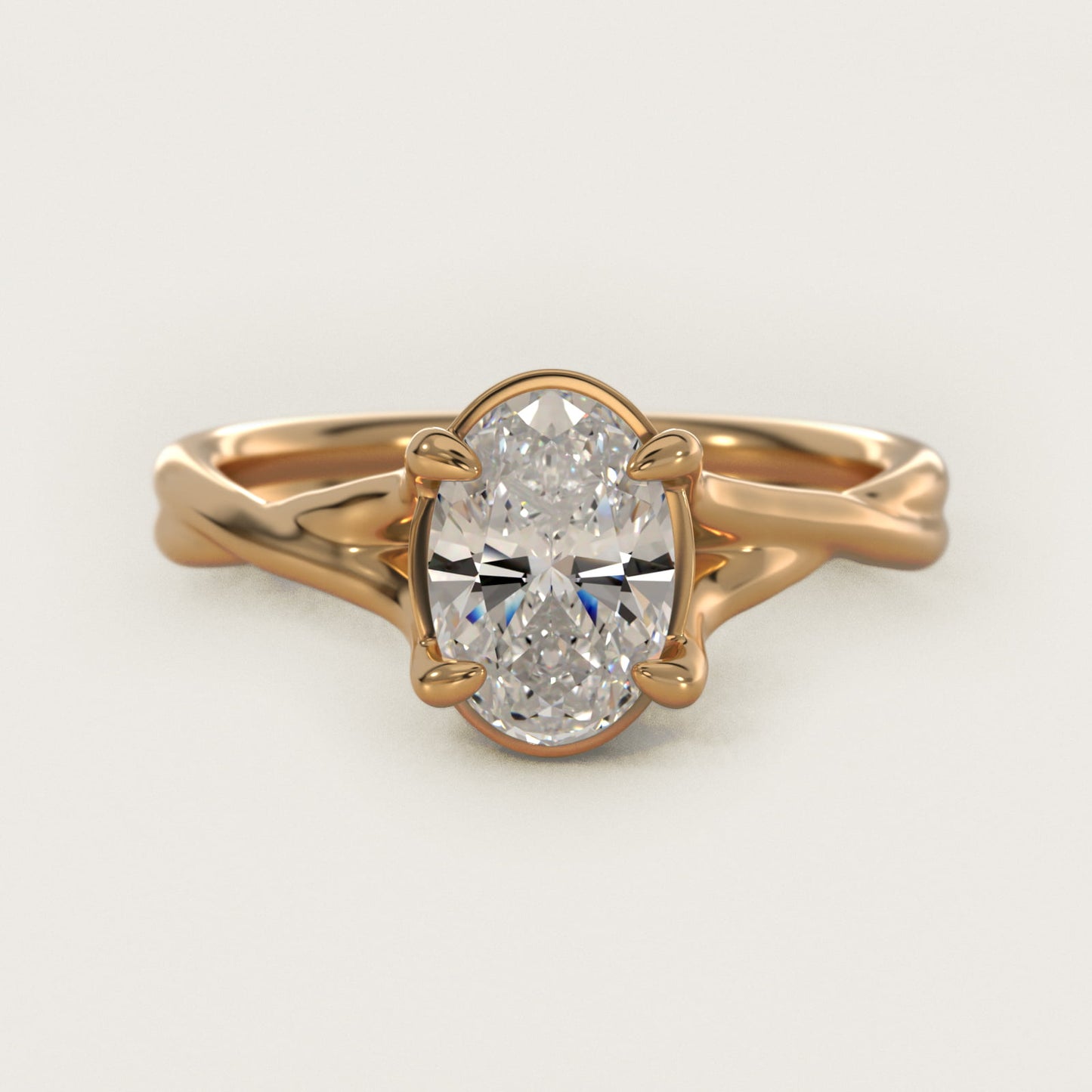Twisted Shank Contemporary Solitaire Engagement Ring In 14K Yellow Gold By James Allen - Oval Center