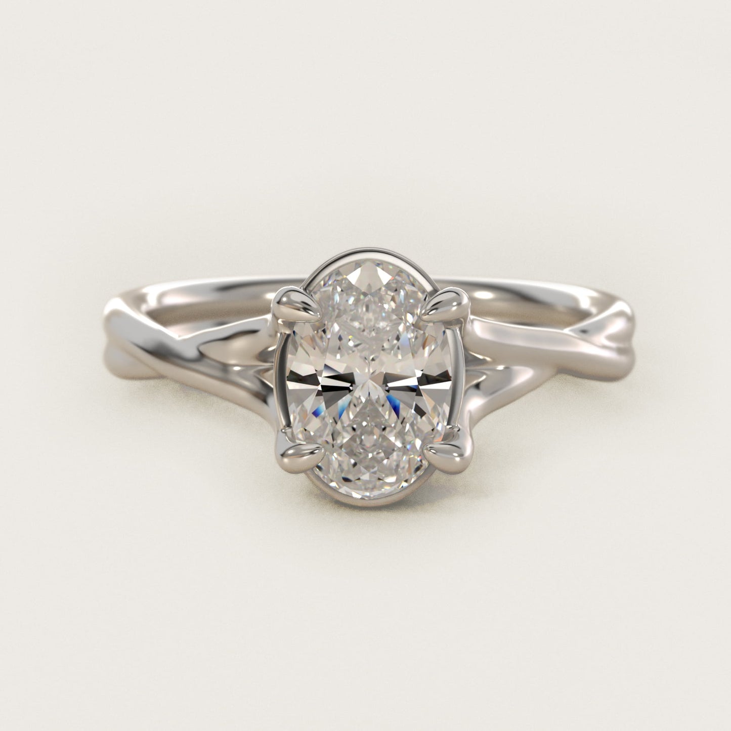 Twisted Shank Contemporary Solitaire Engagement Ring In Platinum By James Allen - Oval Center