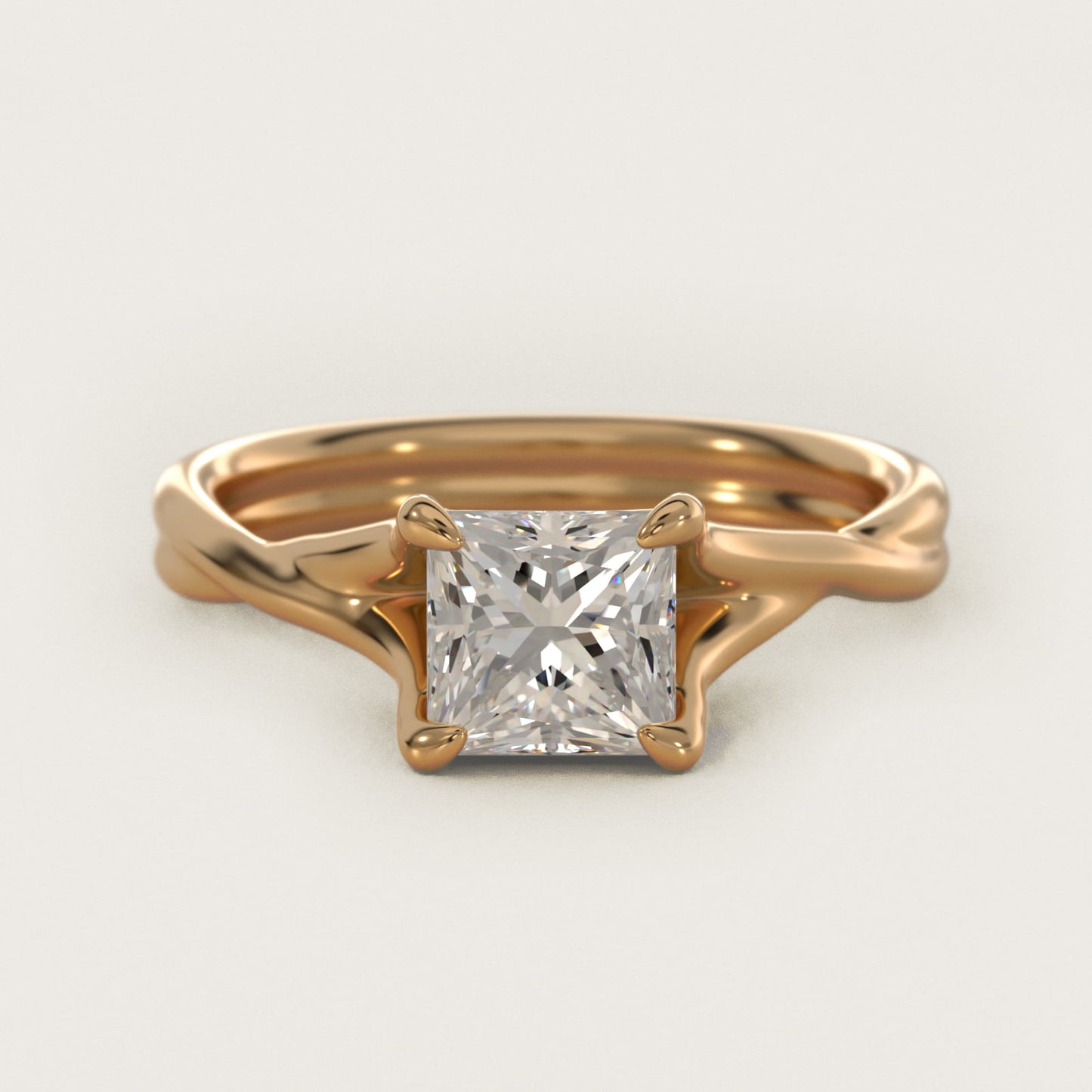 Twisted Shank Contemporary Solitaire Engagement Ring In 18k Yellow Gold By James Allen - Princess Center