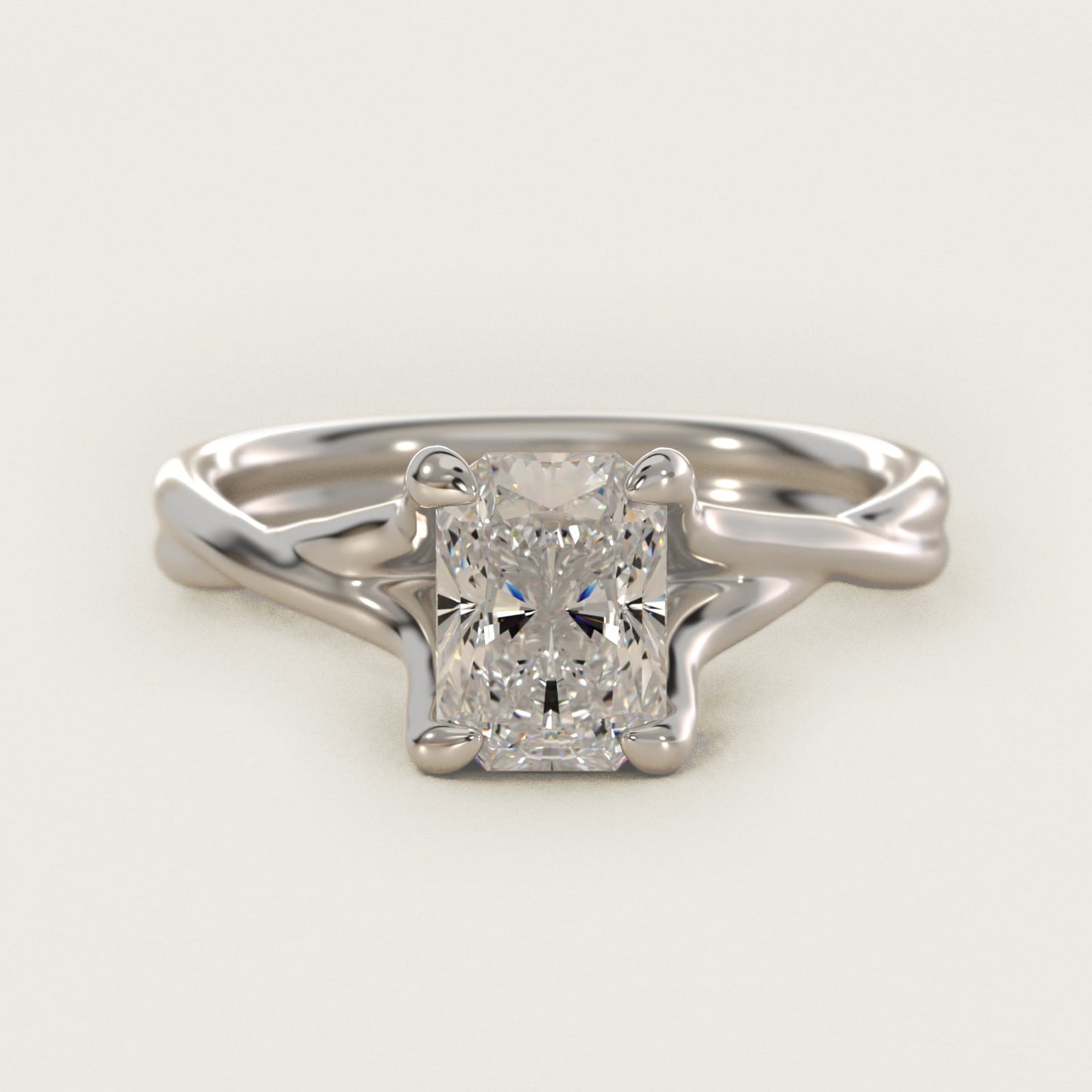Twisted Shank Contemporary Solitaire Engagement Ring In Platinum By James Allen - Radiant Center