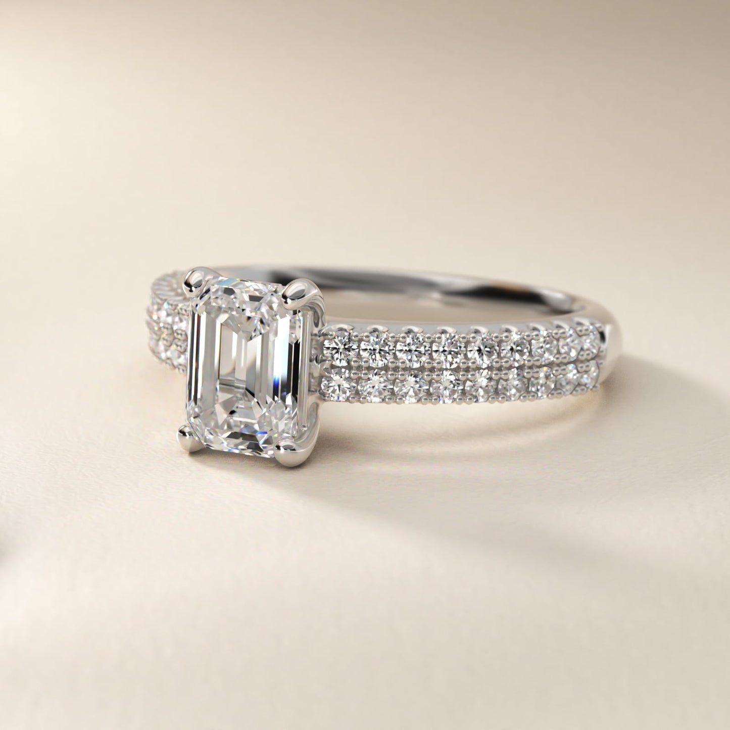 Two Row U PavŽ Diamond Engagement Ring In 14K White Gold By James Allen - Emerald Center