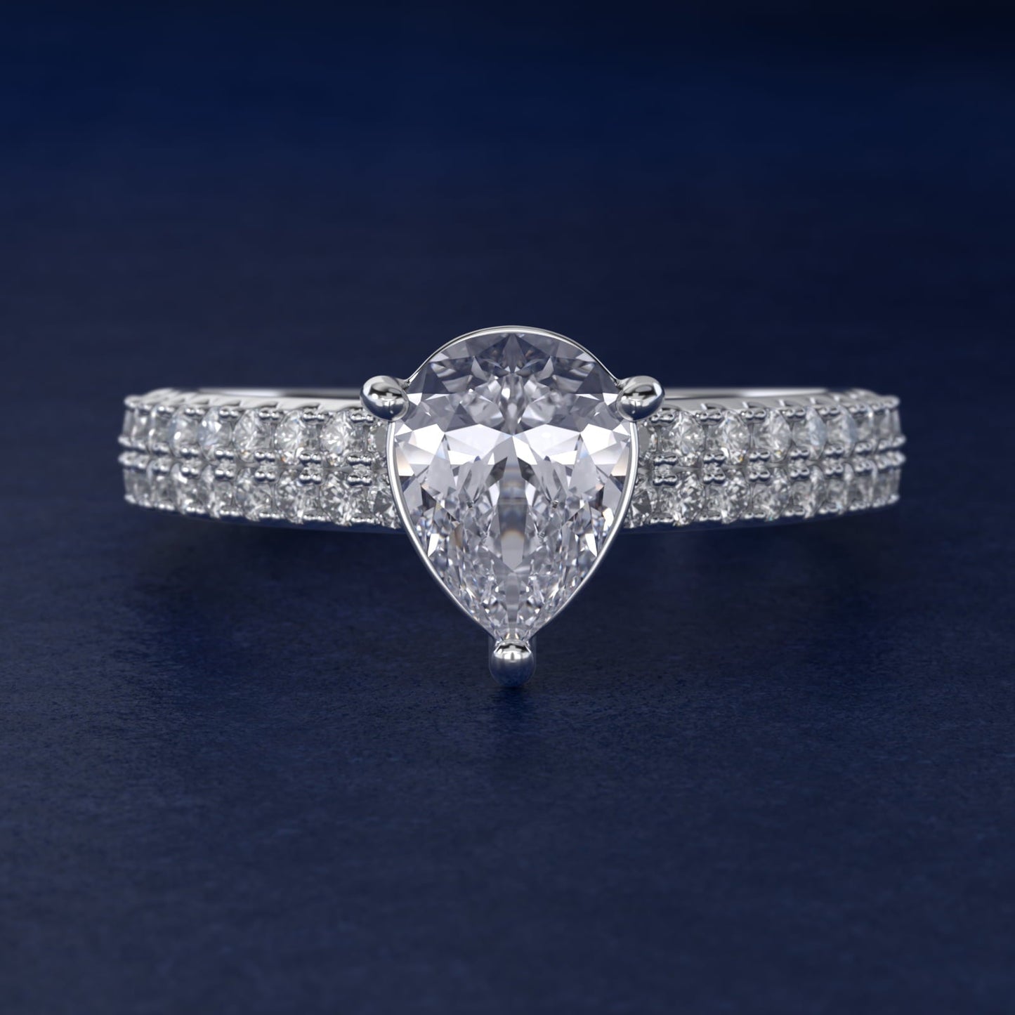 Two Row U Pav? Diamond Engagement Ring In Platinum By James Allen - Pear Center
