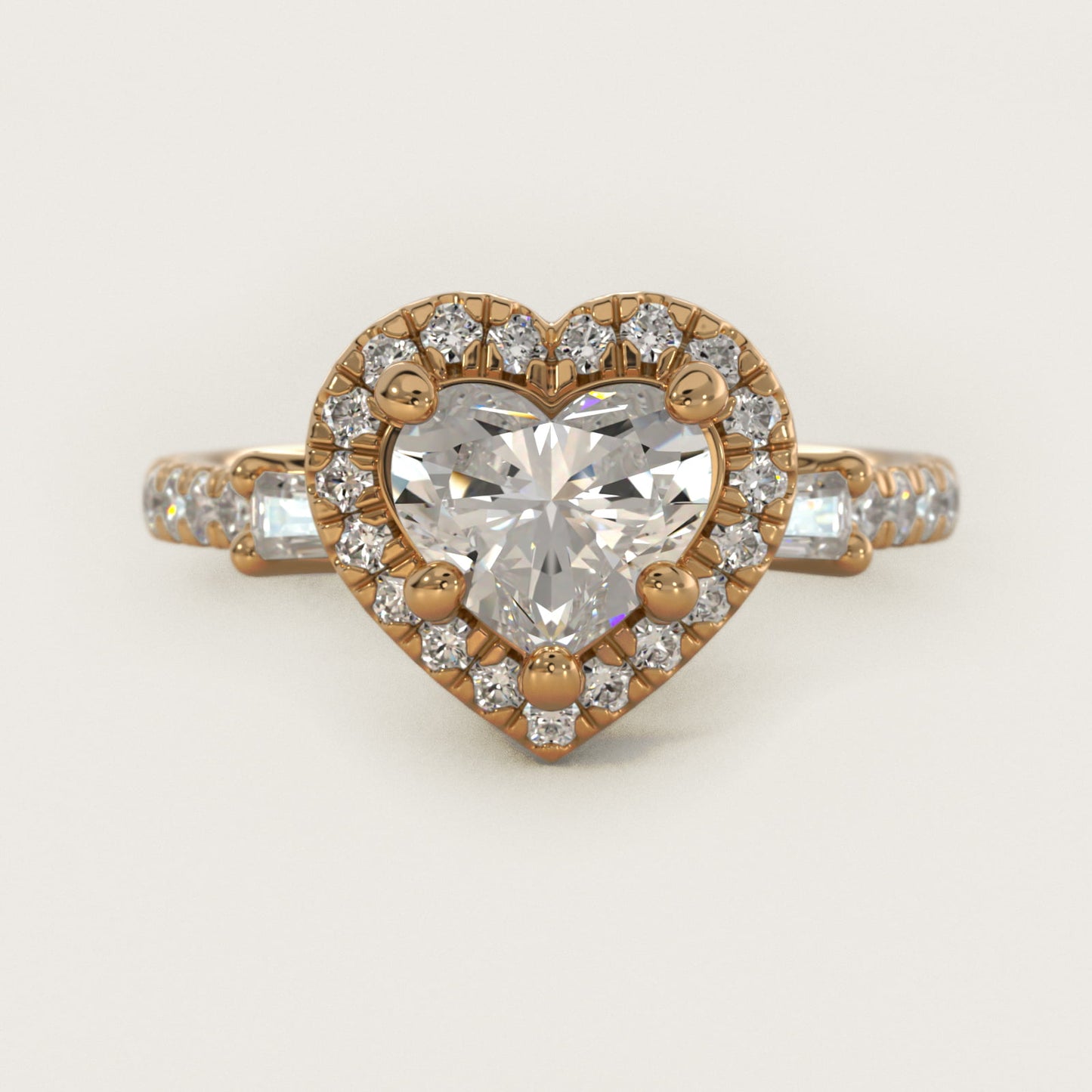 Vintage Baguette Halo Diamond Engagement Ring in 18k Yellow Gold (1/2 ct. tw.) By Zac Zac Posen - Heart Center