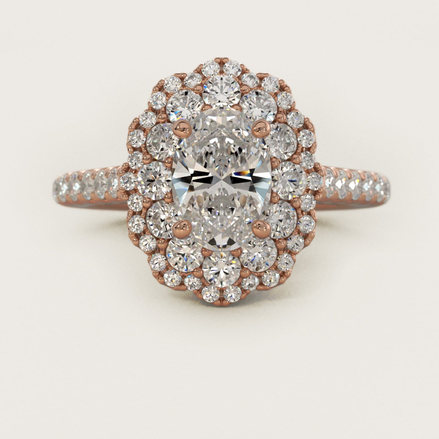 Vintage Diamond Halo Engagement Ring in 14k Rose Gold (5/8 ct. tw.) - Oval Center