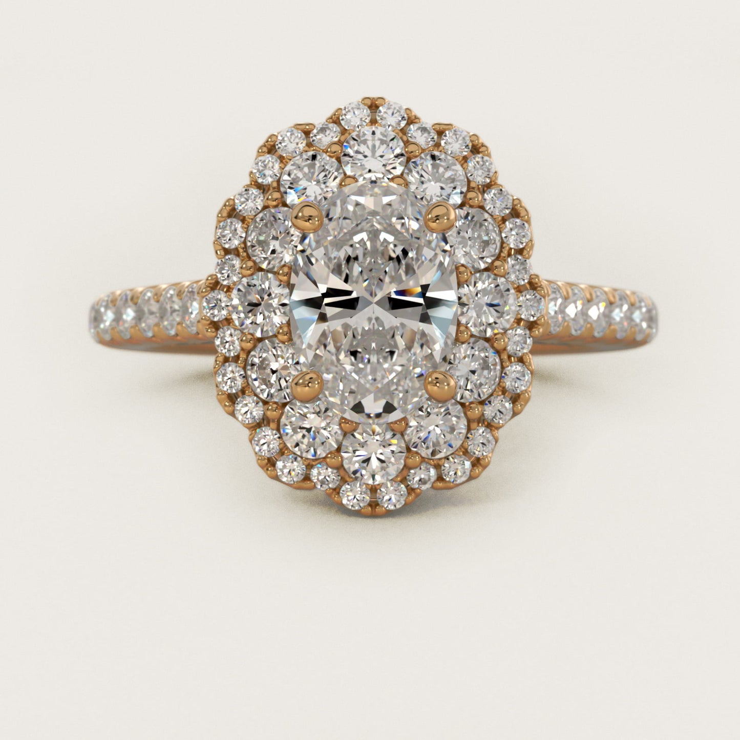 Vintage Diamond Halo Engagement Ring in 18k Yellow Gold (5/8 ct. tw.) - Oval Center