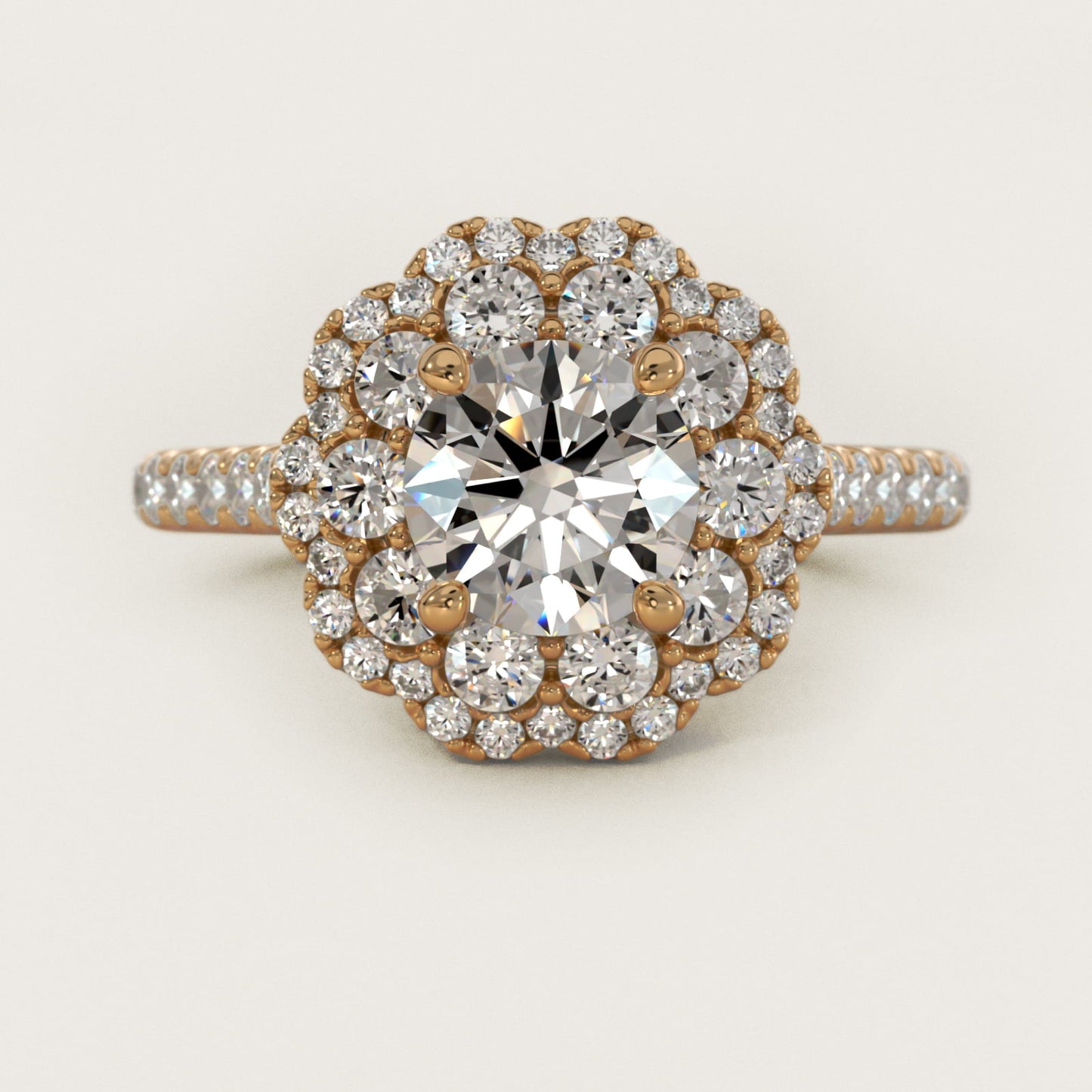 Vintage Diamond Halo Engagement Ring in 14k Yellow Gold (5/8 ct. tw.) - Round Center