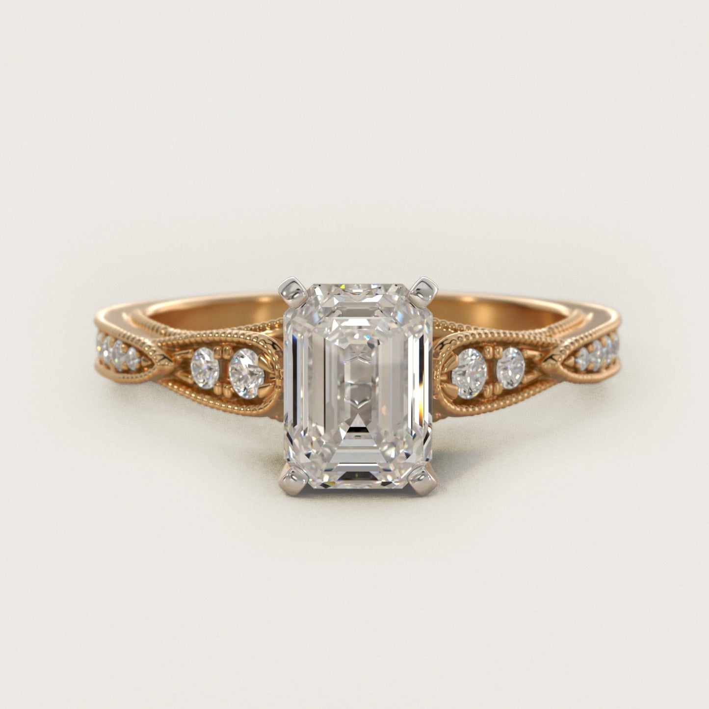 Vintage Milgrain Scalloped Diamond Engagement Ring in 14k Yellow Gold (1/3 ct. tw.) By Zac Zac Posen - Emerald Center
