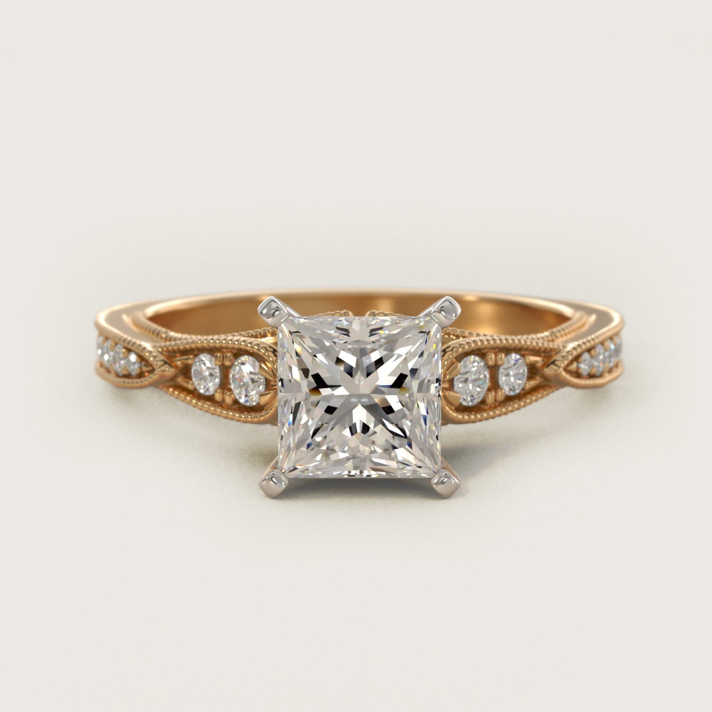 Vintage Milgrain Scalloped Diamond Engagement Ring in 18k Yellow Gold (1/3 ct. tw.) By Zac Zac Posen - Princess Center
