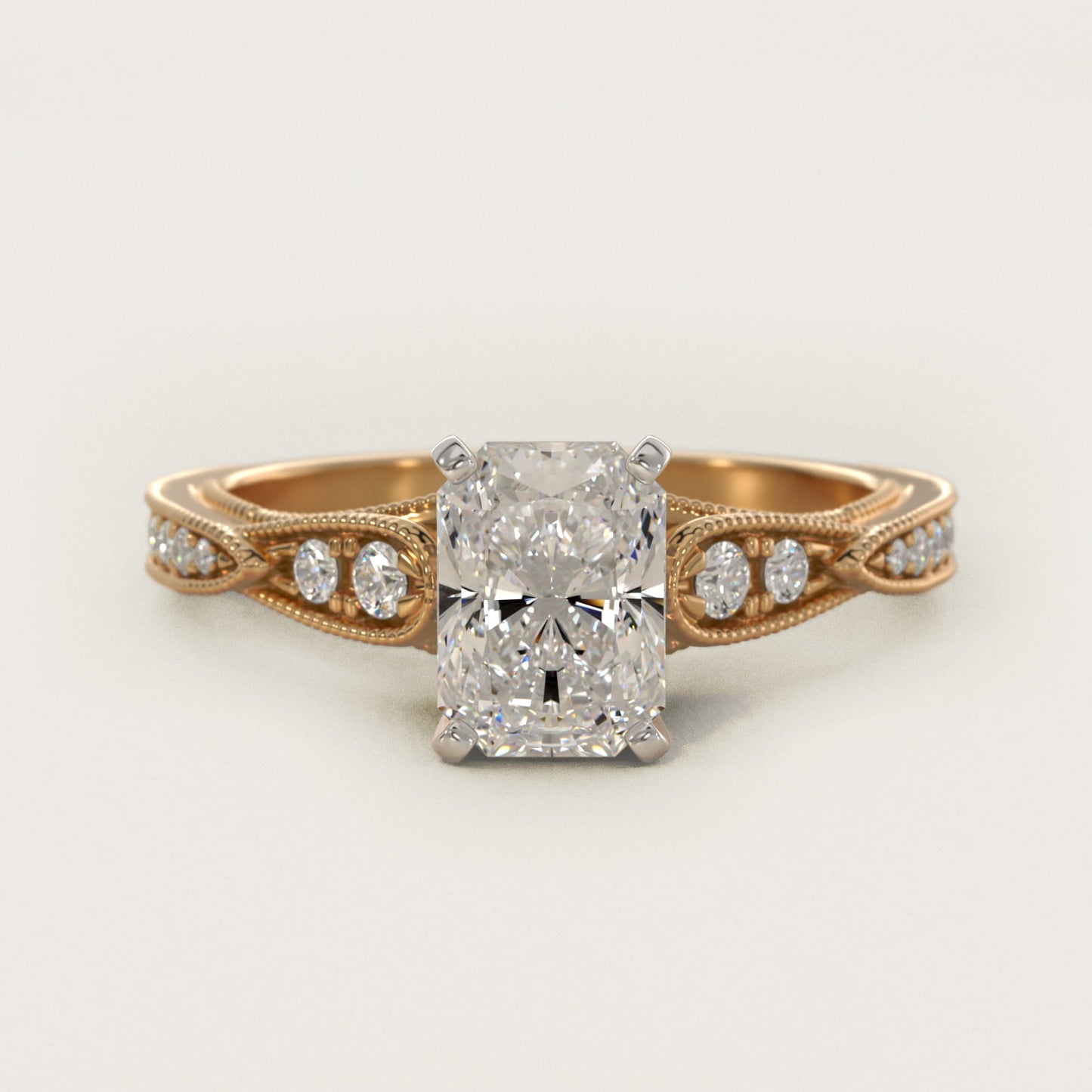 Vintage Milgrain Scalloped Diamond Engagement Ring in 14k Yellow Gold (1/3 ct. tw.) By Zac Zac Posen - Radiant Center