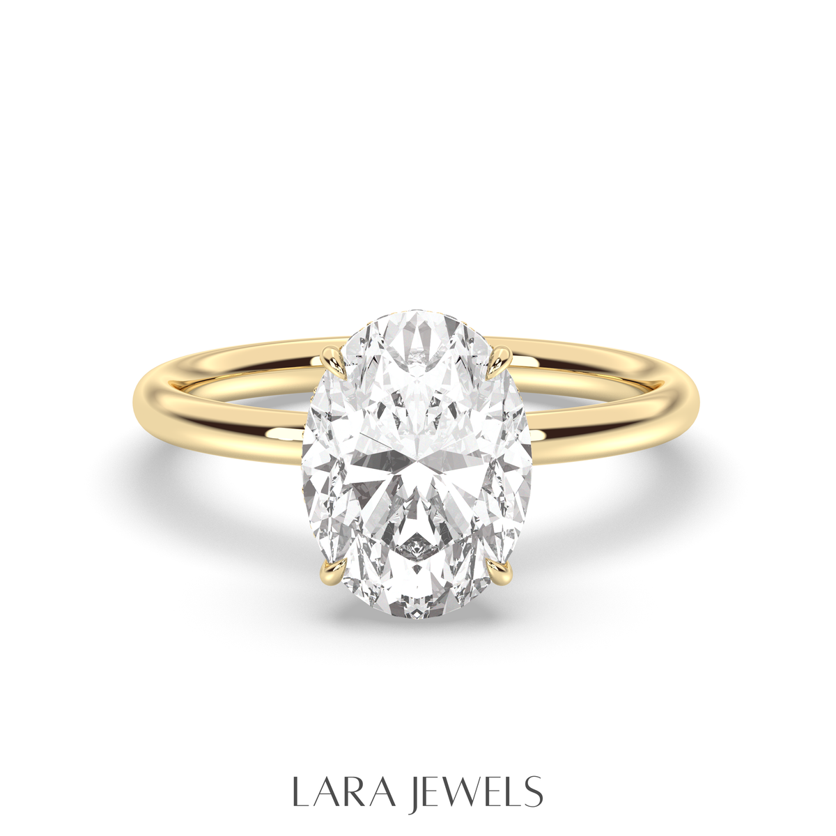 1.0-3.0 CT Oval Lab Grown Diamond Hidden Halo Engagement Ring