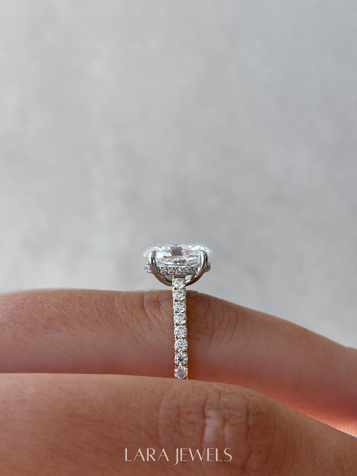 1.50-3.50 CT Oval Lab Grown Diamond Hidden Halo Engagement Ring