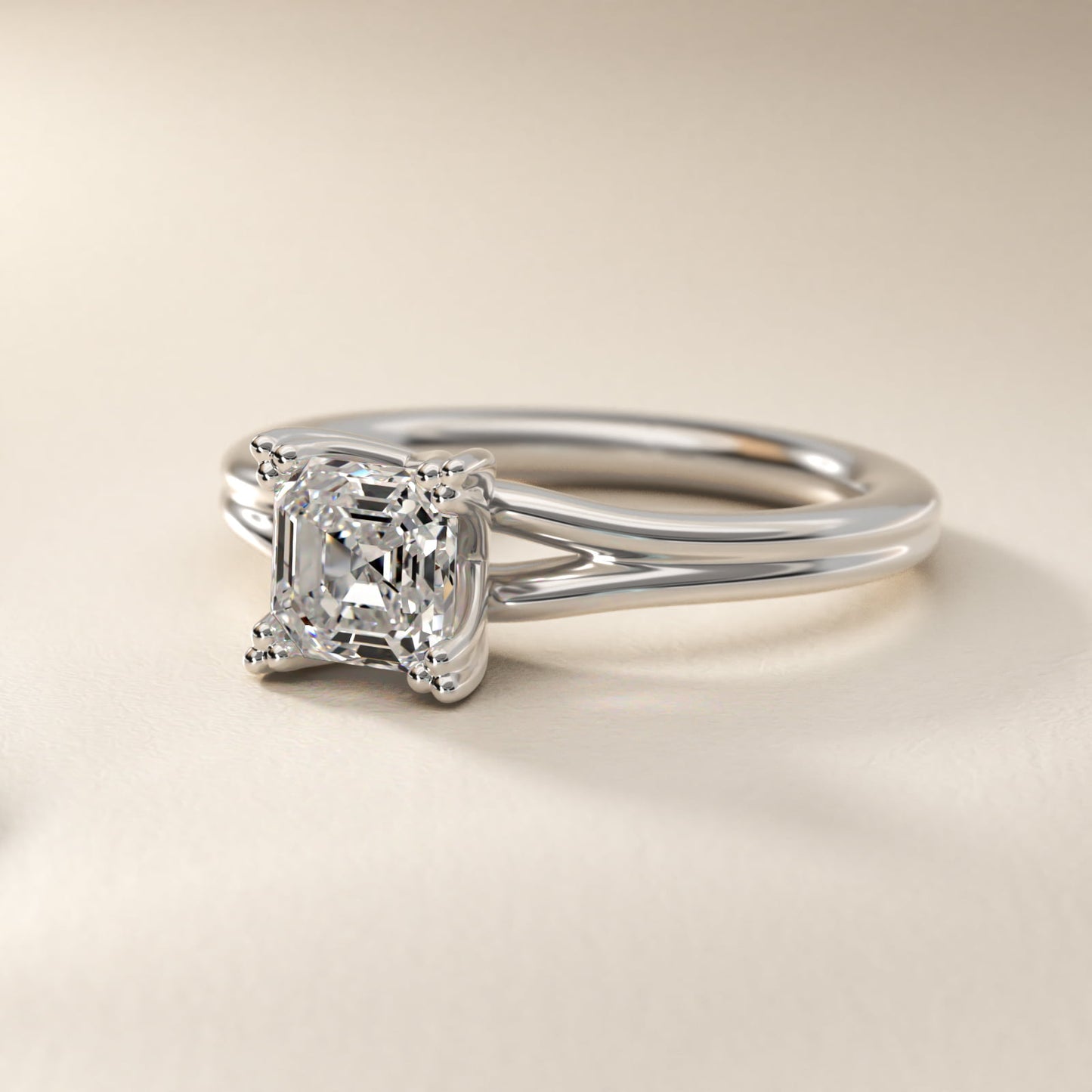 Woven Solitaire Engagement Ring In 14K White Gold By James Allen - Asscher Center
