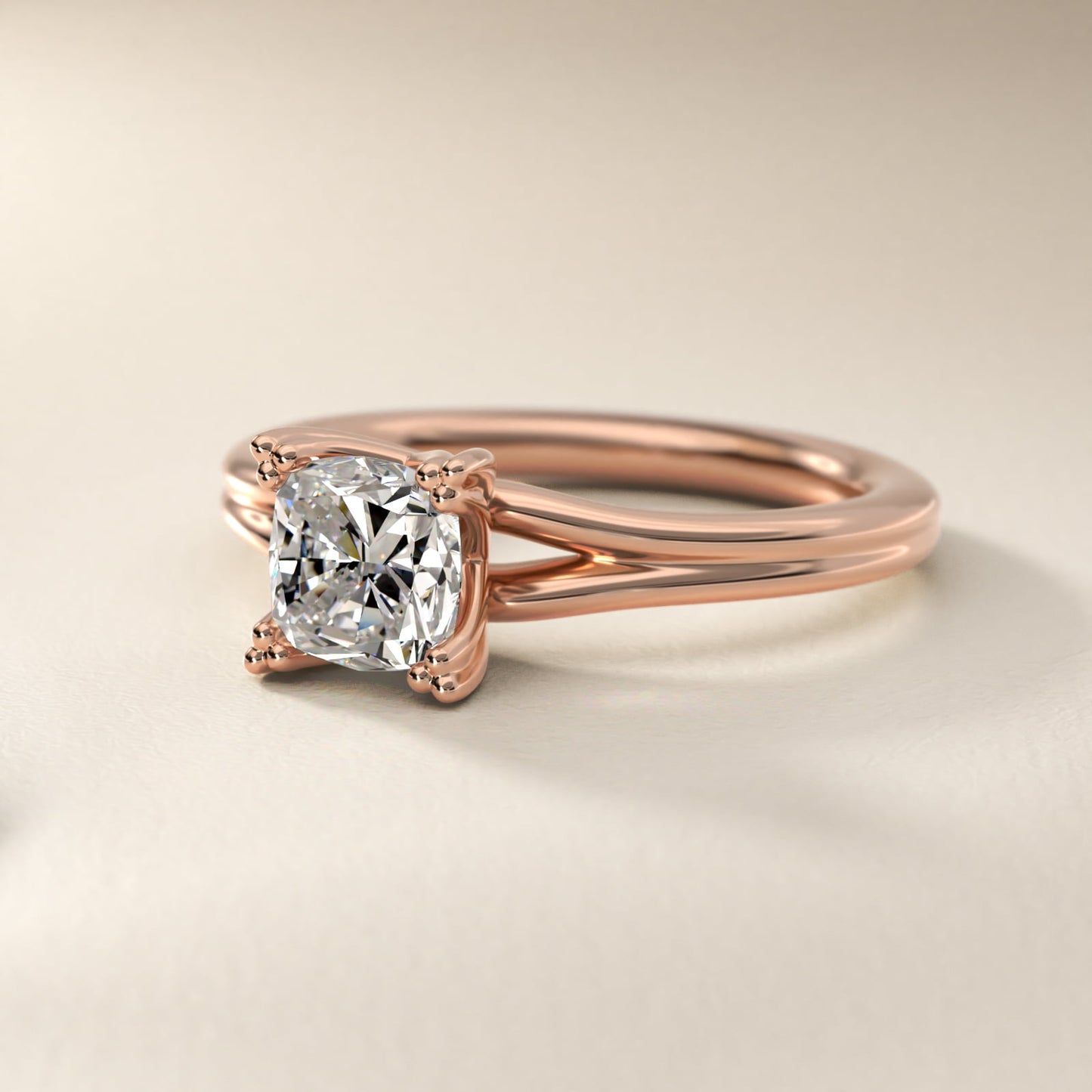 Woven Solitaire Engagement Ring In 14K Rose Gold By James Allen - Cushion Center