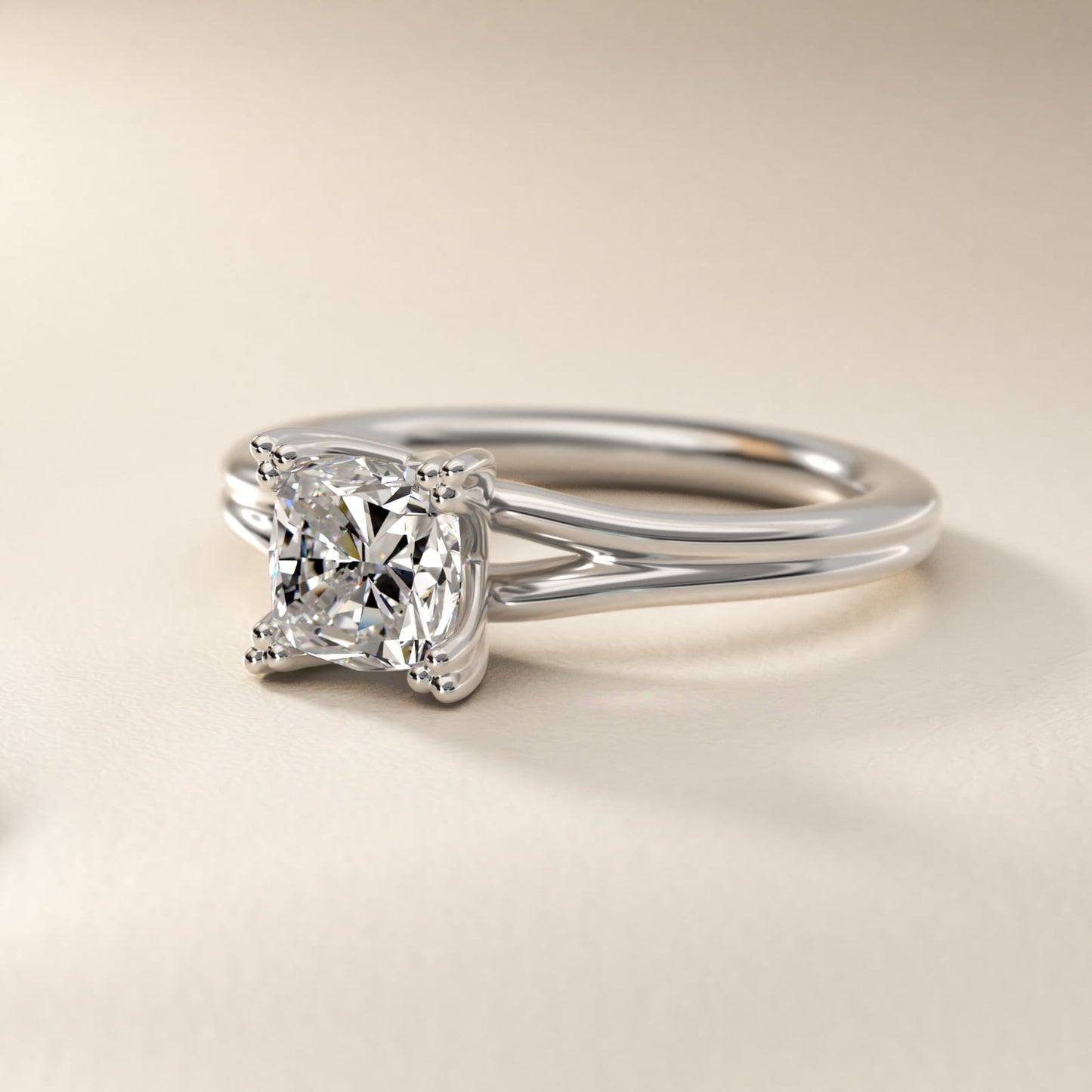 Woven Solitaire Engagement Ring In 18k White Gold By James Allen - Cushion Center