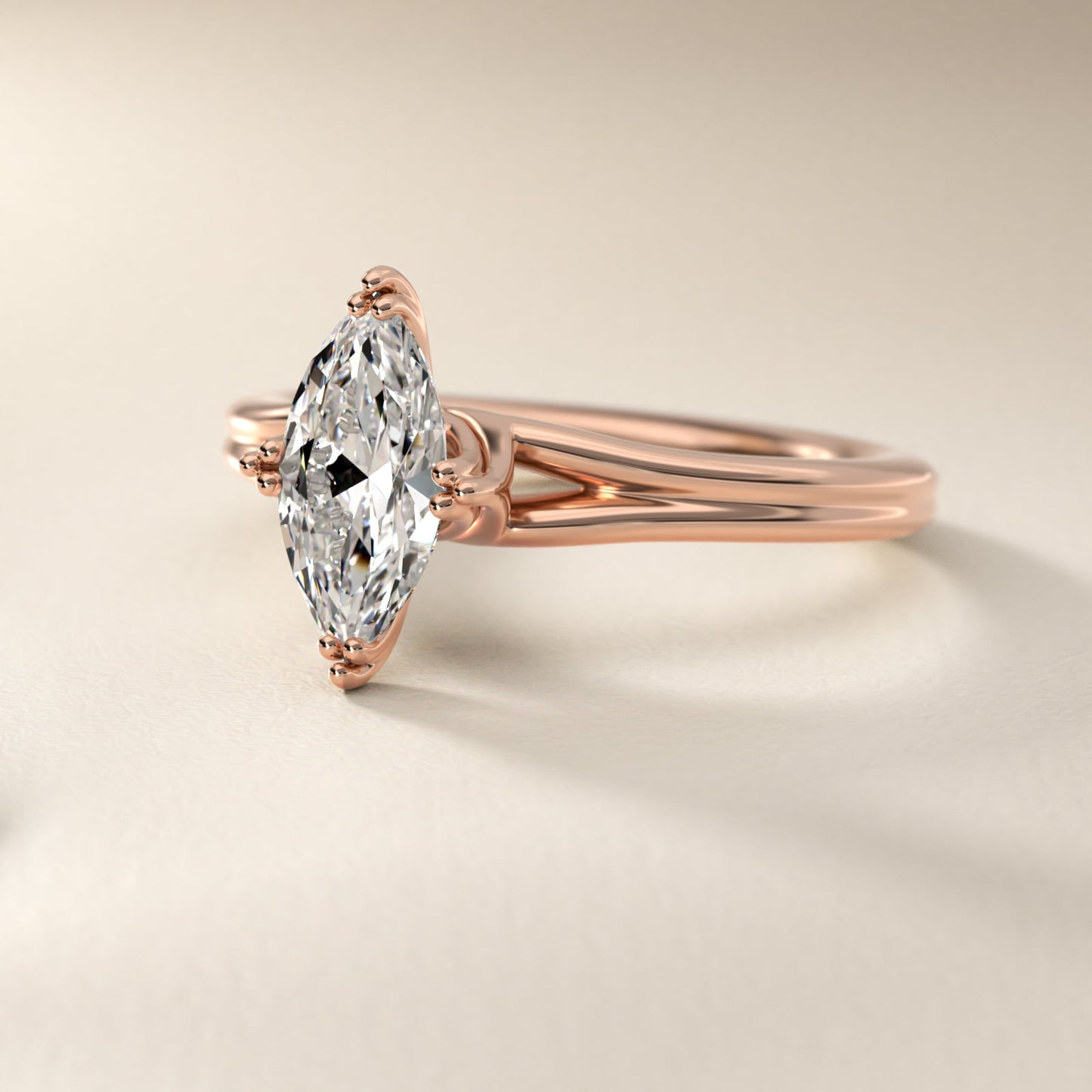 Woven Solitaire Engagement Ring In 14K Rose Gold By James Allen - Marquise Center