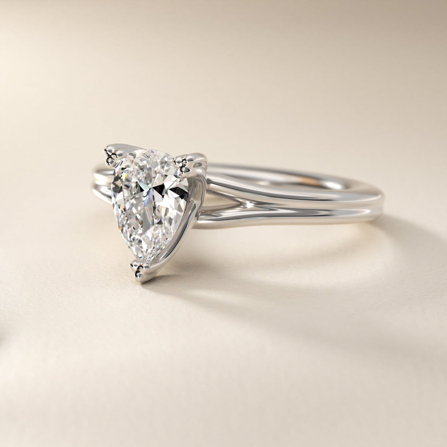 Woven Solitaire Engagement Ring In 14K White Gold By James Allen - Pear Center