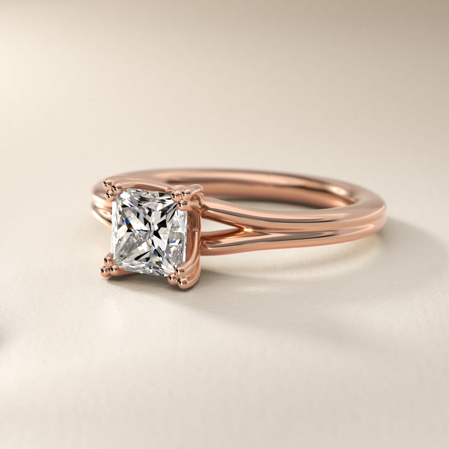 Woven Solitaire Engagement Ring In 18k Rose Gold By James Allen - Princess Center