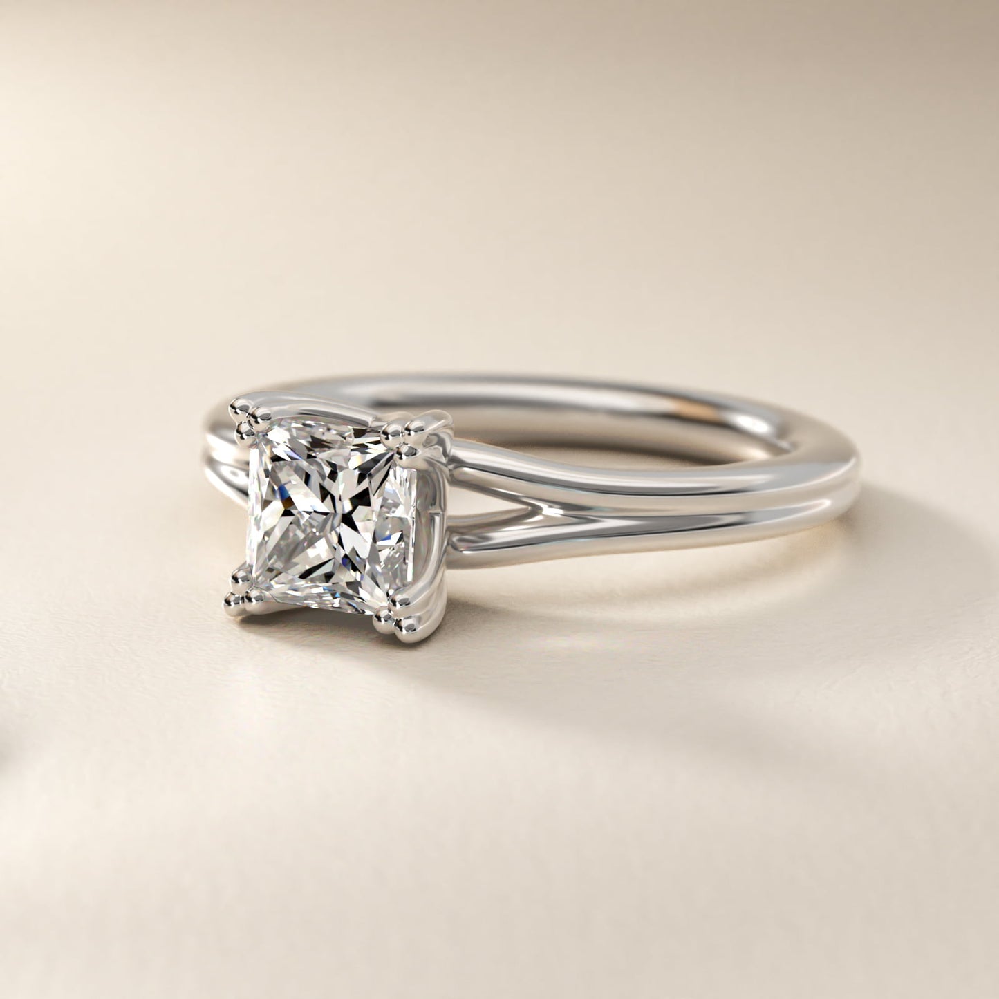 Woven Solitaire Engagement Ring In 14K White Gold By James Allen - Princess Center