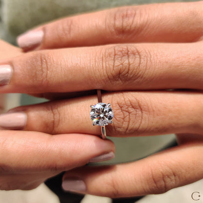 Cathedral Style Round Solitaire Diamond Ring
