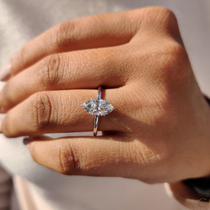 Marquise Cut Engagement Ring with Open Gallery Design