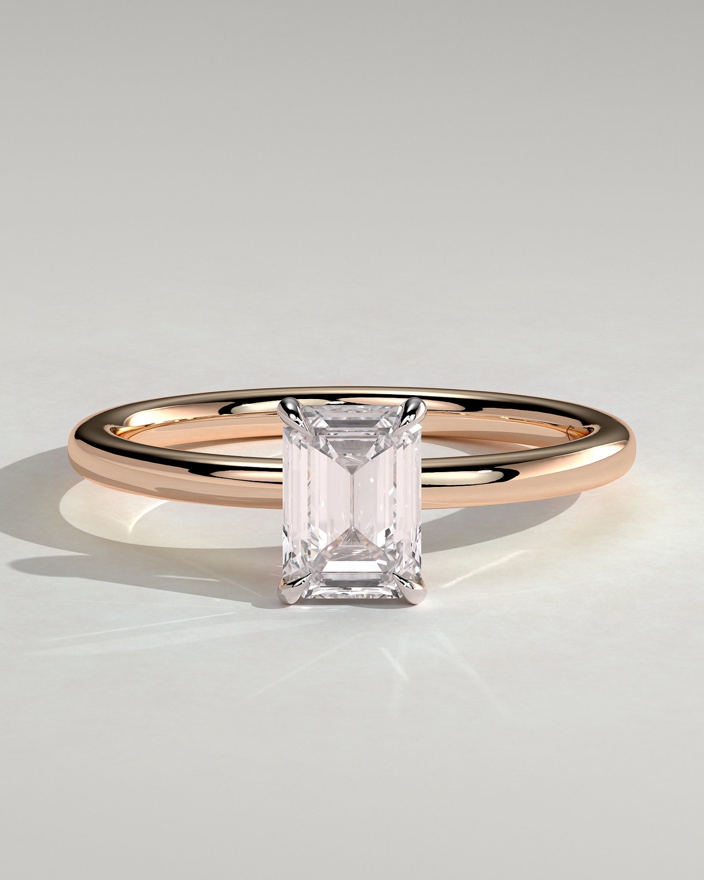 Alina - Emerald Claw Solitaire Engagement Ring - Rose Two-Tone
