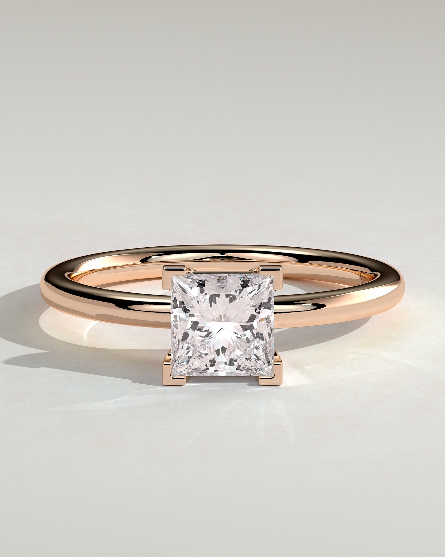 Glinda - Princess Claw Solitaire Engagement Ring - Rose Gold