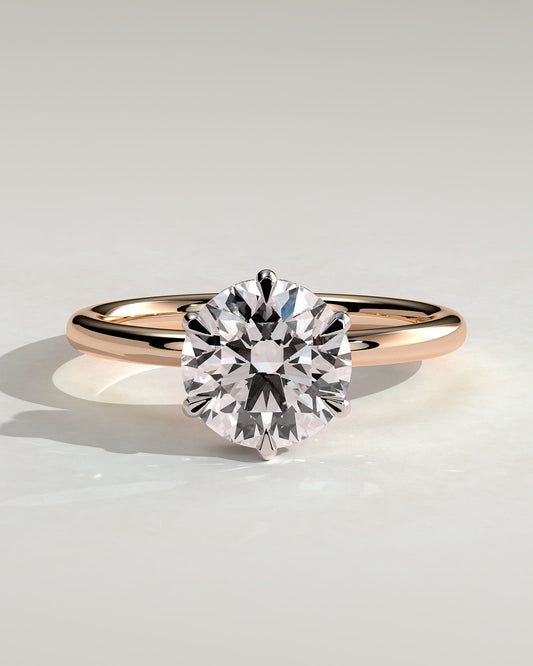 Aria - Round Claw Solitaire with Wrap Around Hidden Halo Engagement Ring - Rose Two-Tone - rose two-tone - Lara Jewels