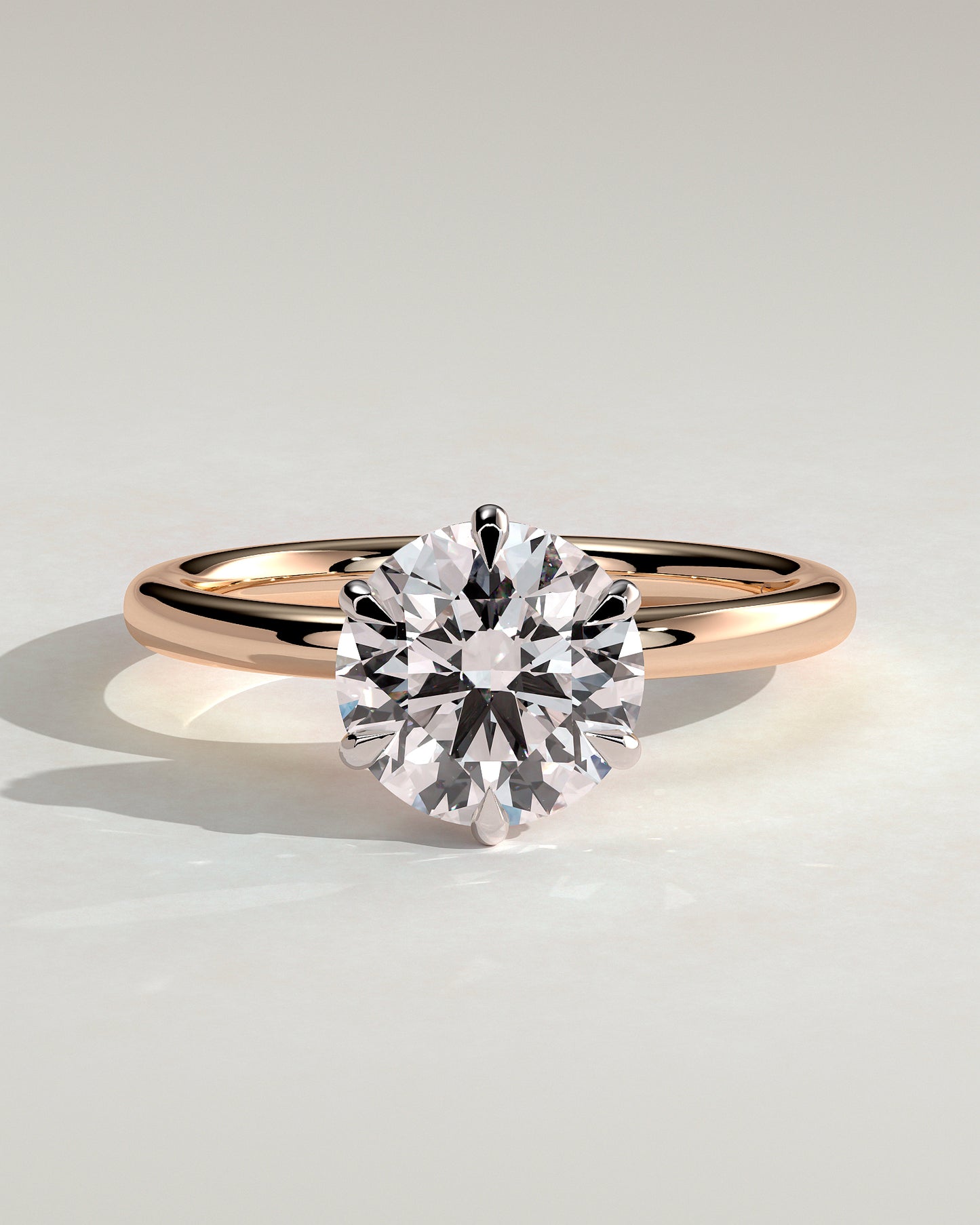 Anna - Round Claw Solitaire with Hidden Halo Engagement Ring - Rose Two-Tone - Rose Two-Tone 2ct