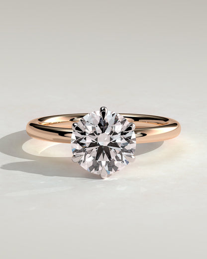 Anna - Round Claw Solitaire with Hidden Halo Engagement Ring - Rose Two-Tone - rose two-tone - Lara Jewels
