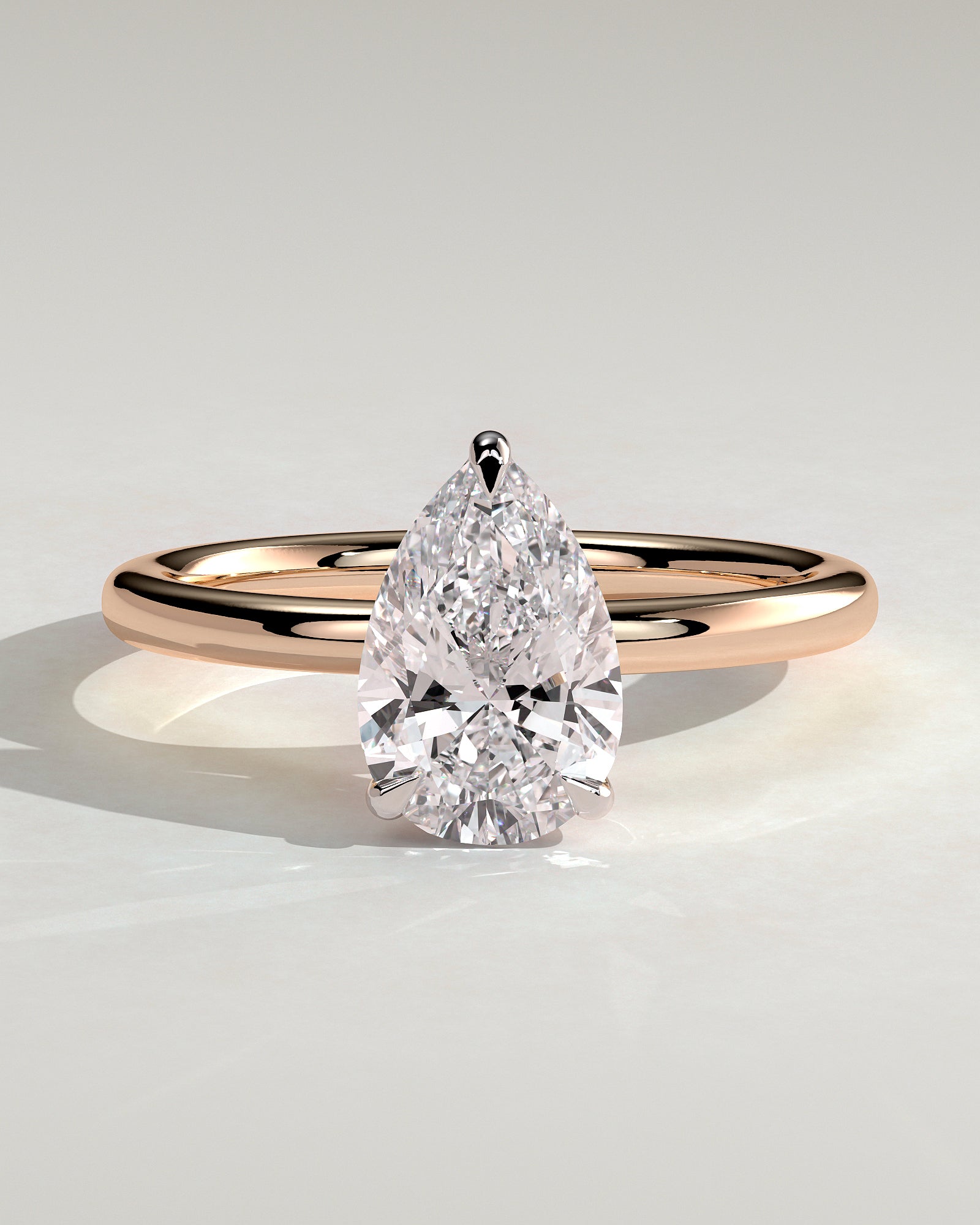 Amy - Pear Claw Solitaire Engagement Ring - Rose Two-Tone - Rose Two-Tone 2ct