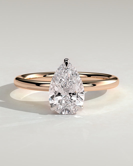 Amy - Pear Claw Solitaire Engagement Ring - Rose Two-Tone
