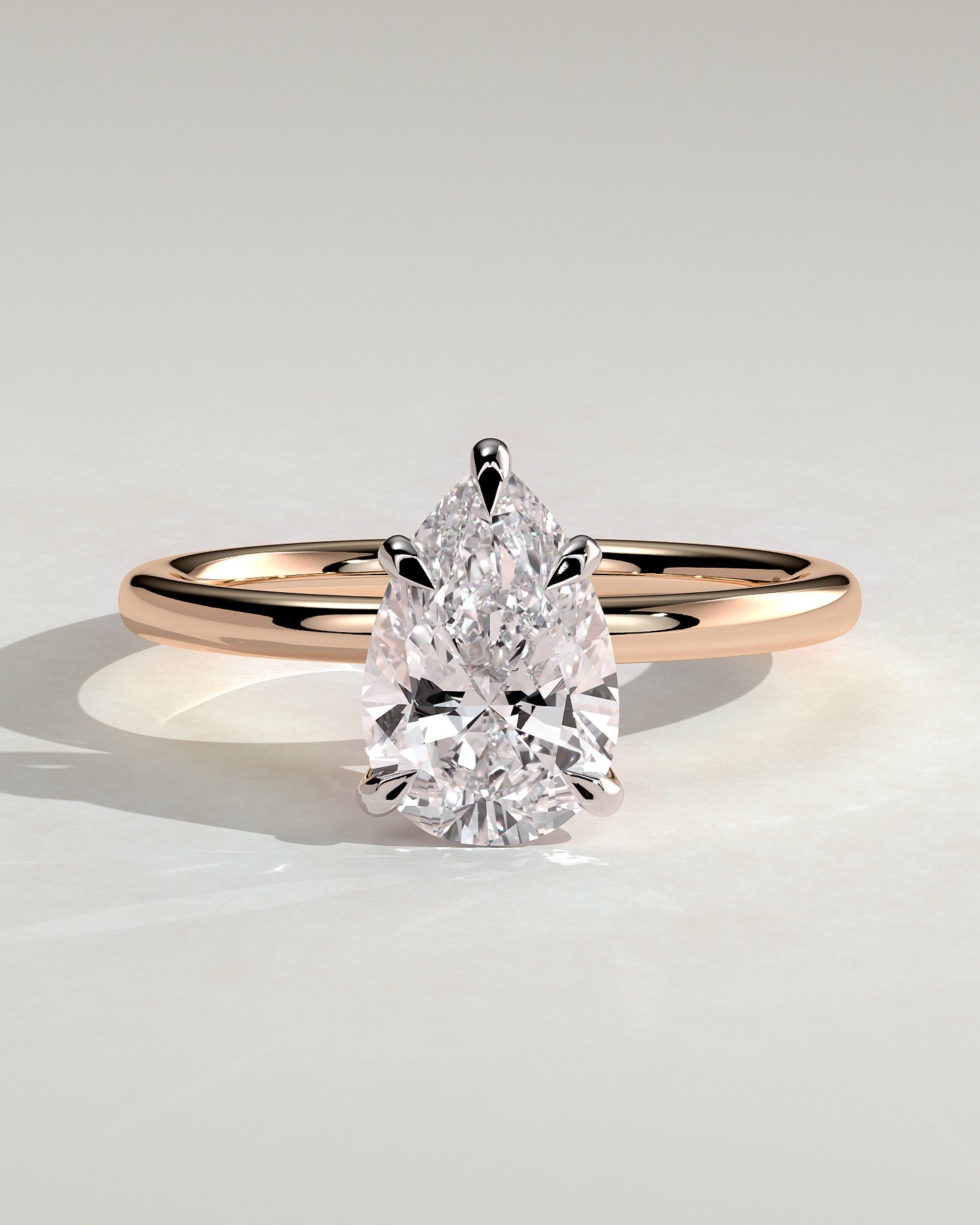 Alia - Pear Claw Solitaire Engagement Ring - Rose Two-Tone - Rose Two-Tone 2ct