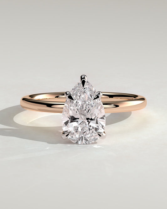 Alia - Pear Claw Solitaire Engagement Ring - Rose Two-Tone - rose two-tone - Lara Jewels