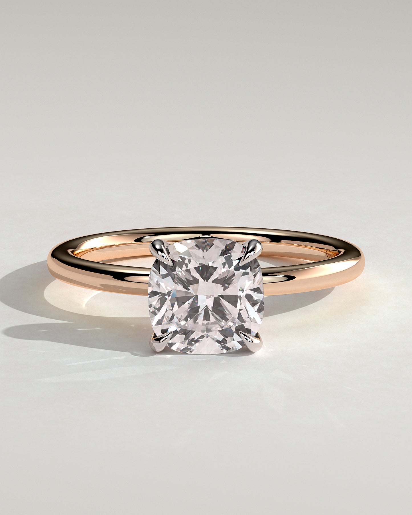 Hazel - Cushion Claw Solitaire Engagement Ring - Rose Two-Tone - Rose Two-Tone 2ct